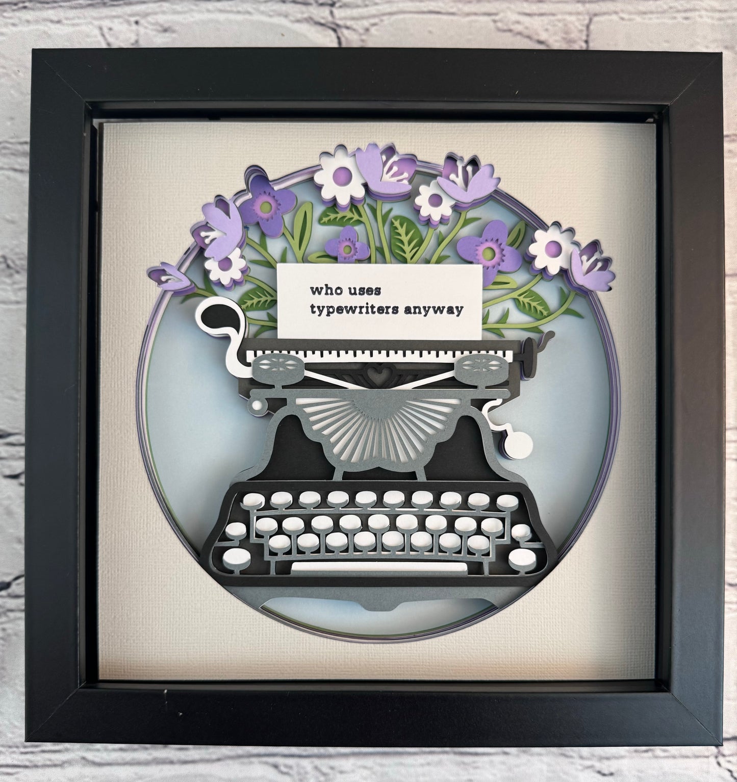 Who uses a typewriter anyway typewriter 3D paper art in a shadowbox