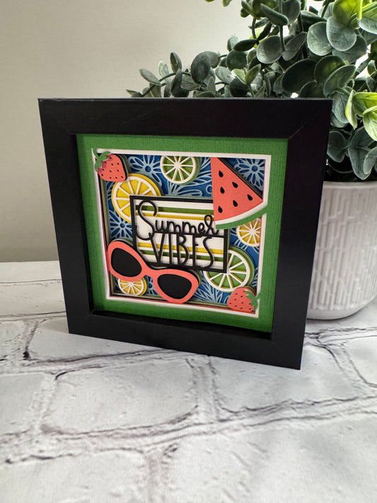 Summer vibes mini 3D paper art in a shadowbox