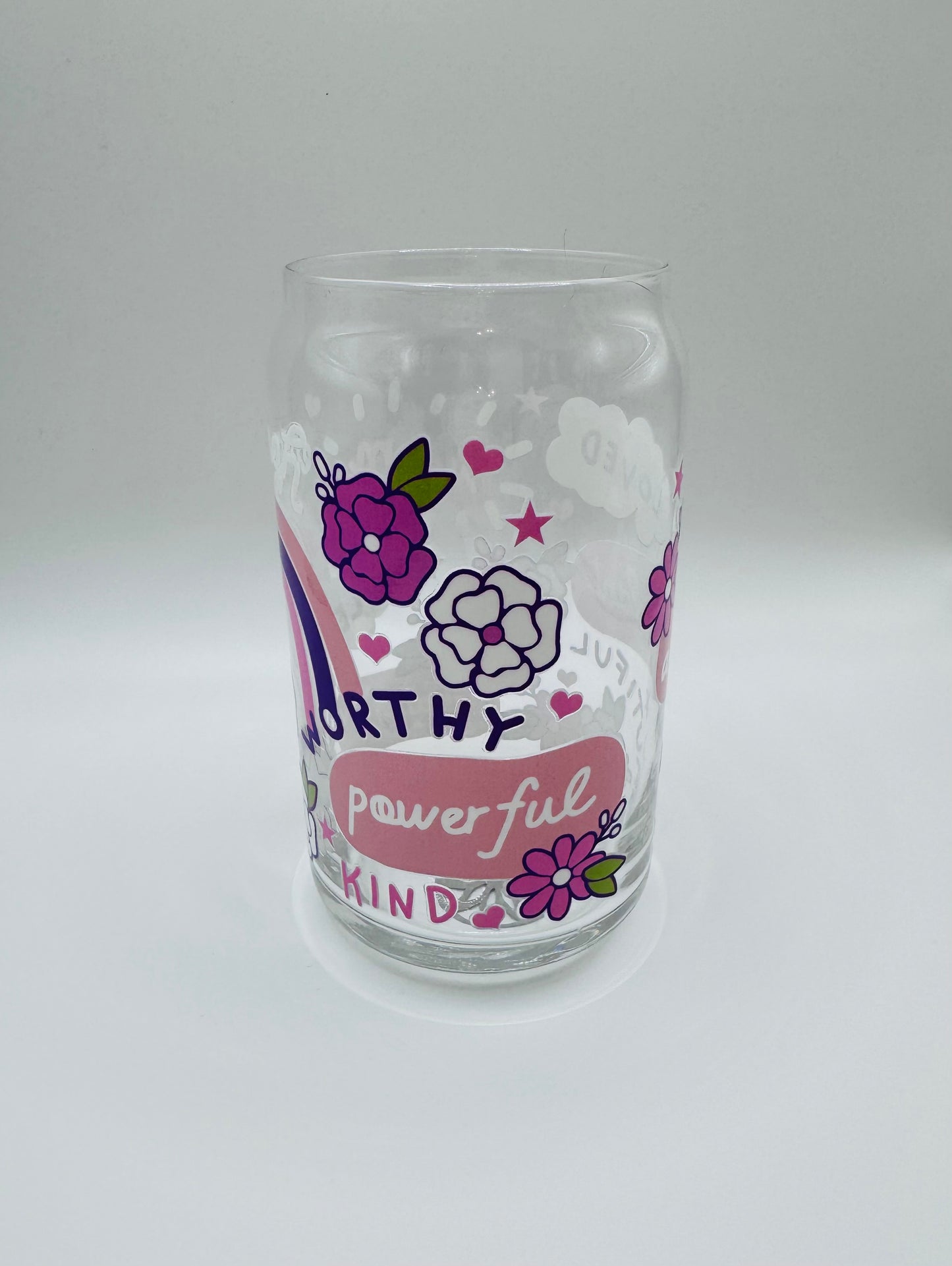 I an enough positive mantra and affirmations beer can glass