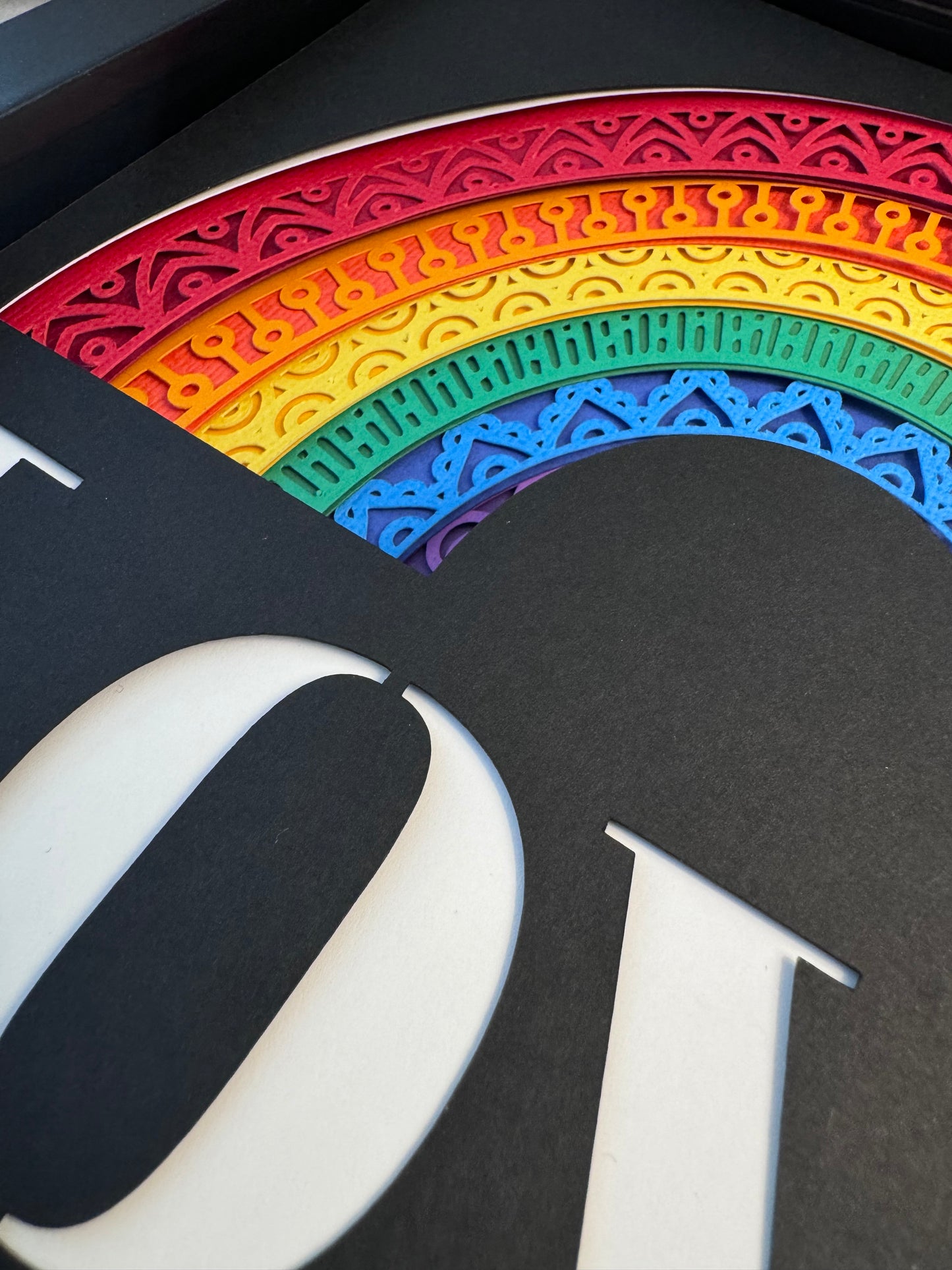 Love rainbow 3D paper art shadowbox