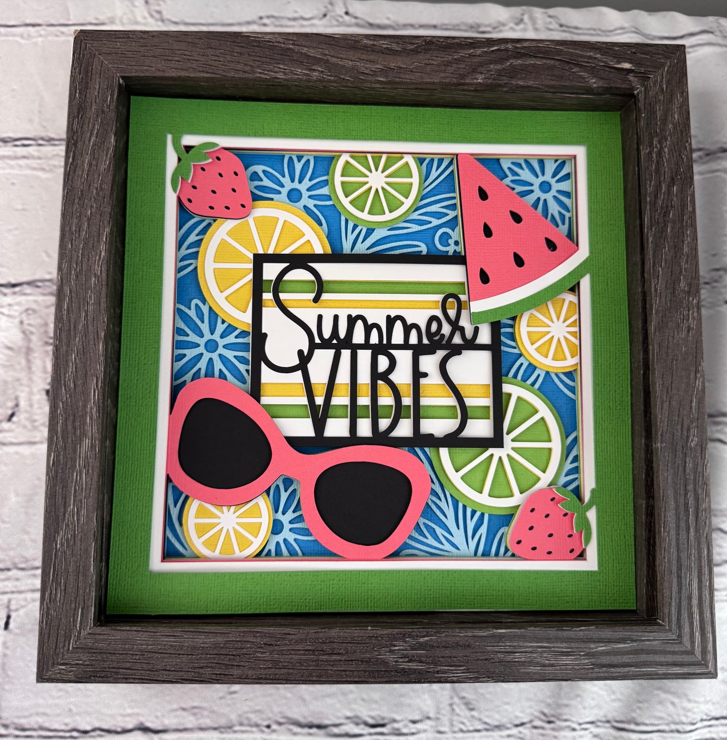 Summer vibes 3D paper art in a shadowbox