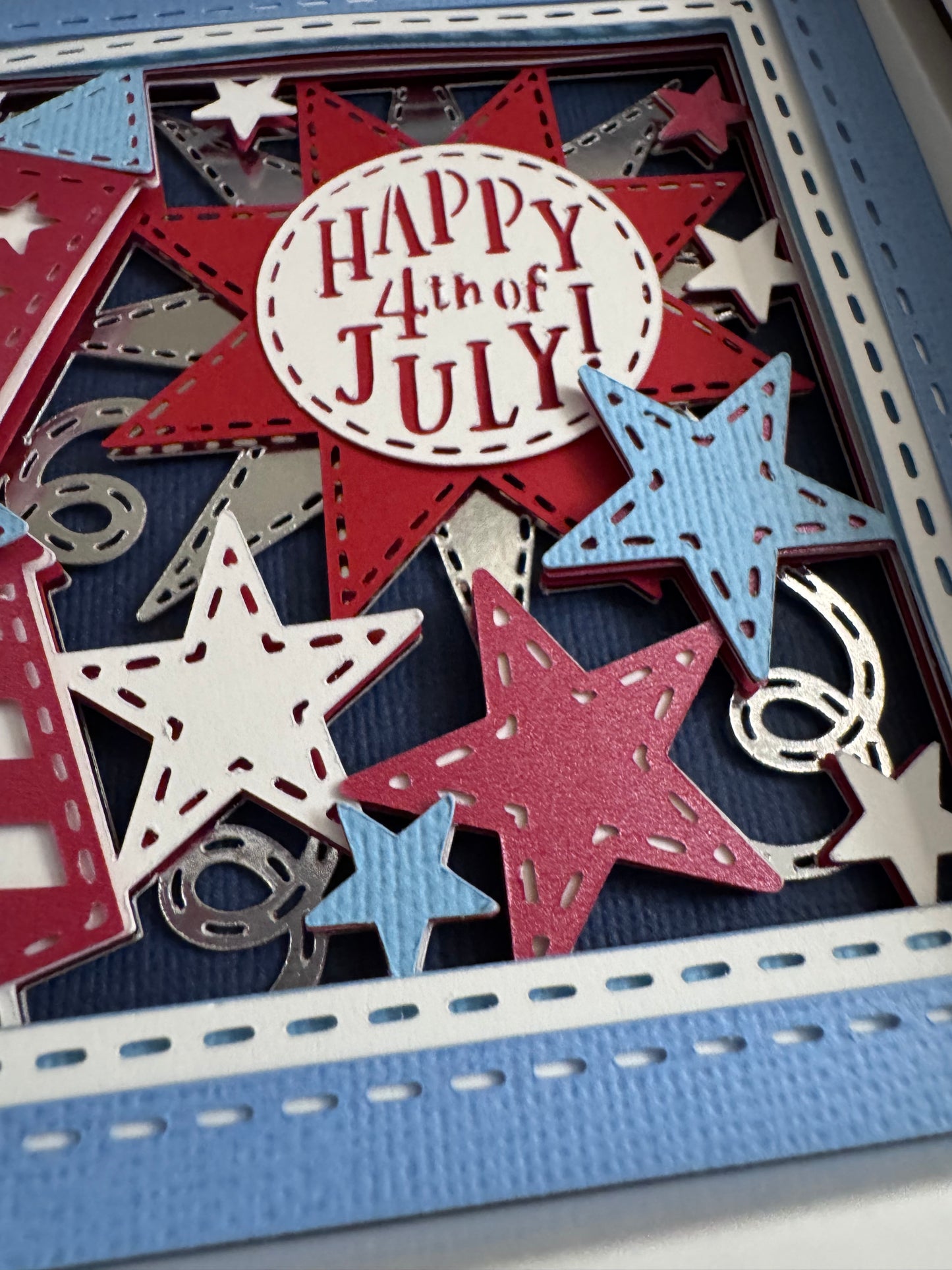 Happy 4th of July mini 3D paper art in a shadowbox