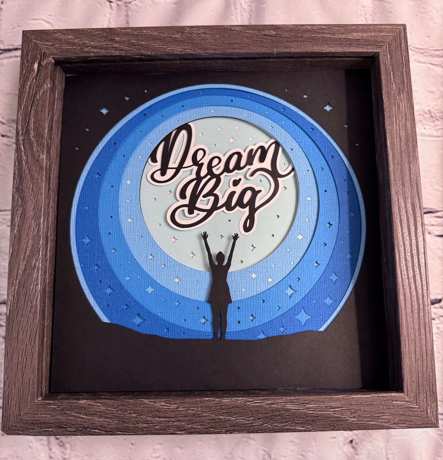 Dream big 3D paper art in a shadowbox