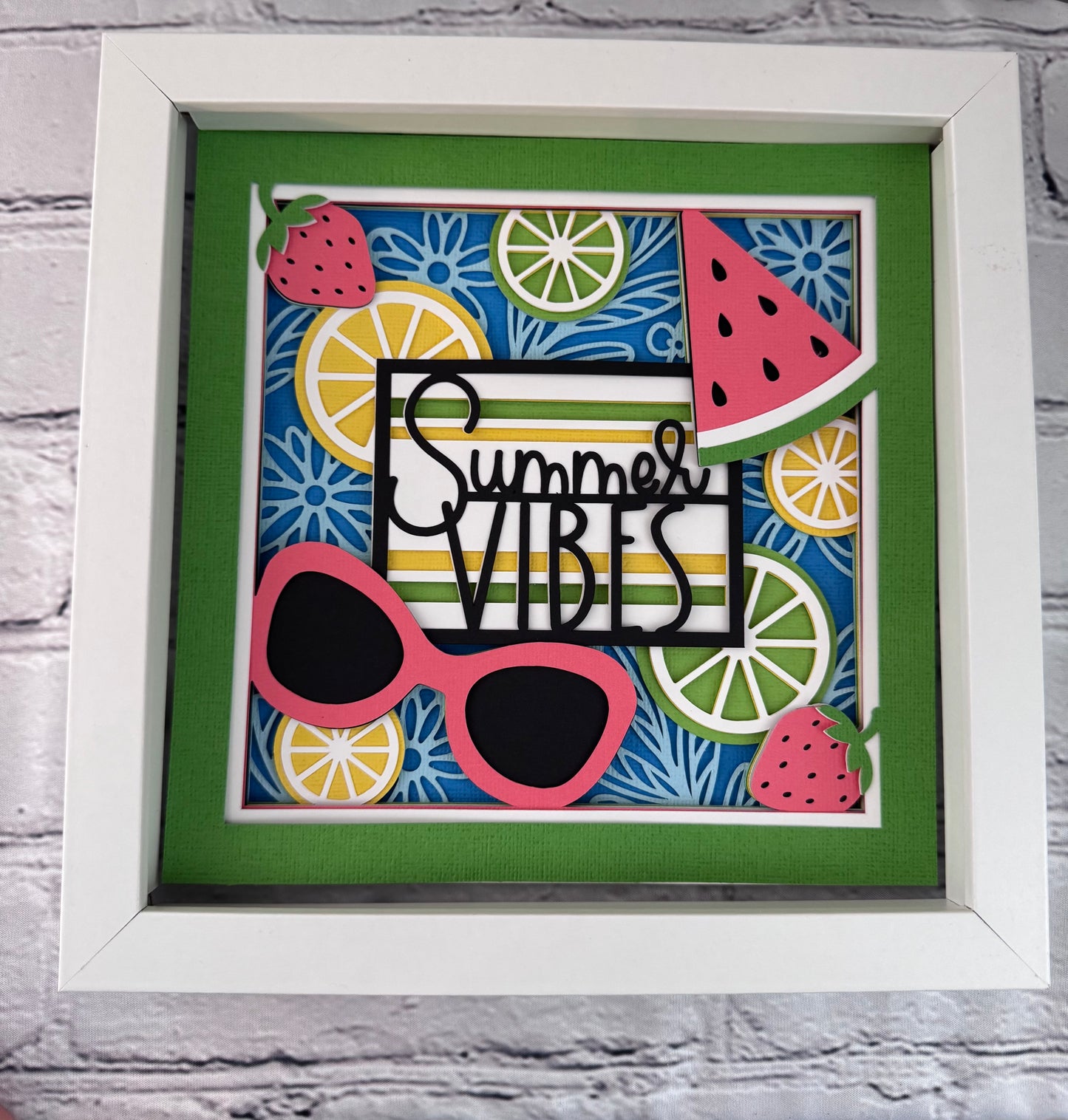 Summer vibes 3D paper art in a shadowbox