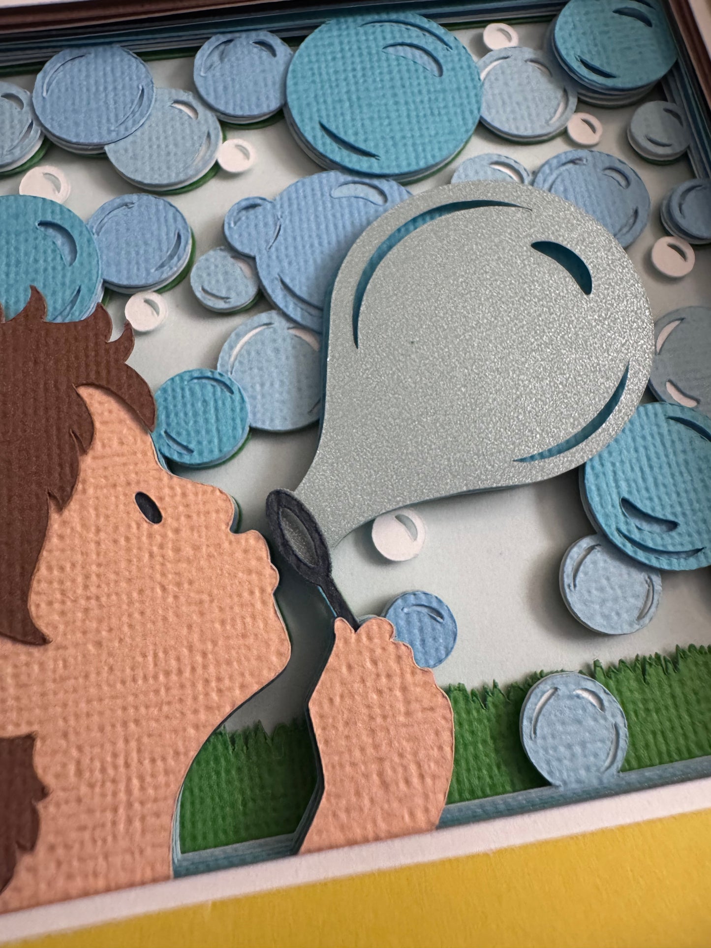 Bubbles mini 3D paper art in a shadowbox