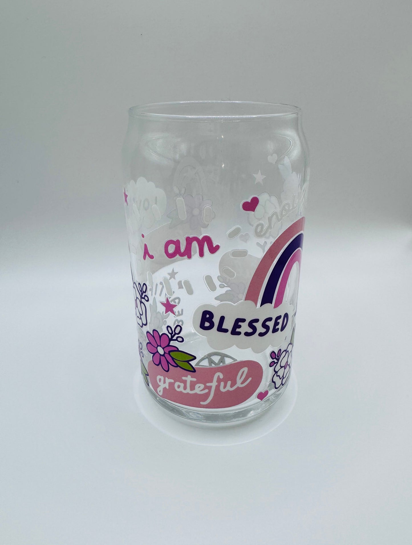I an enough positive mantra and affirmations beer can glass