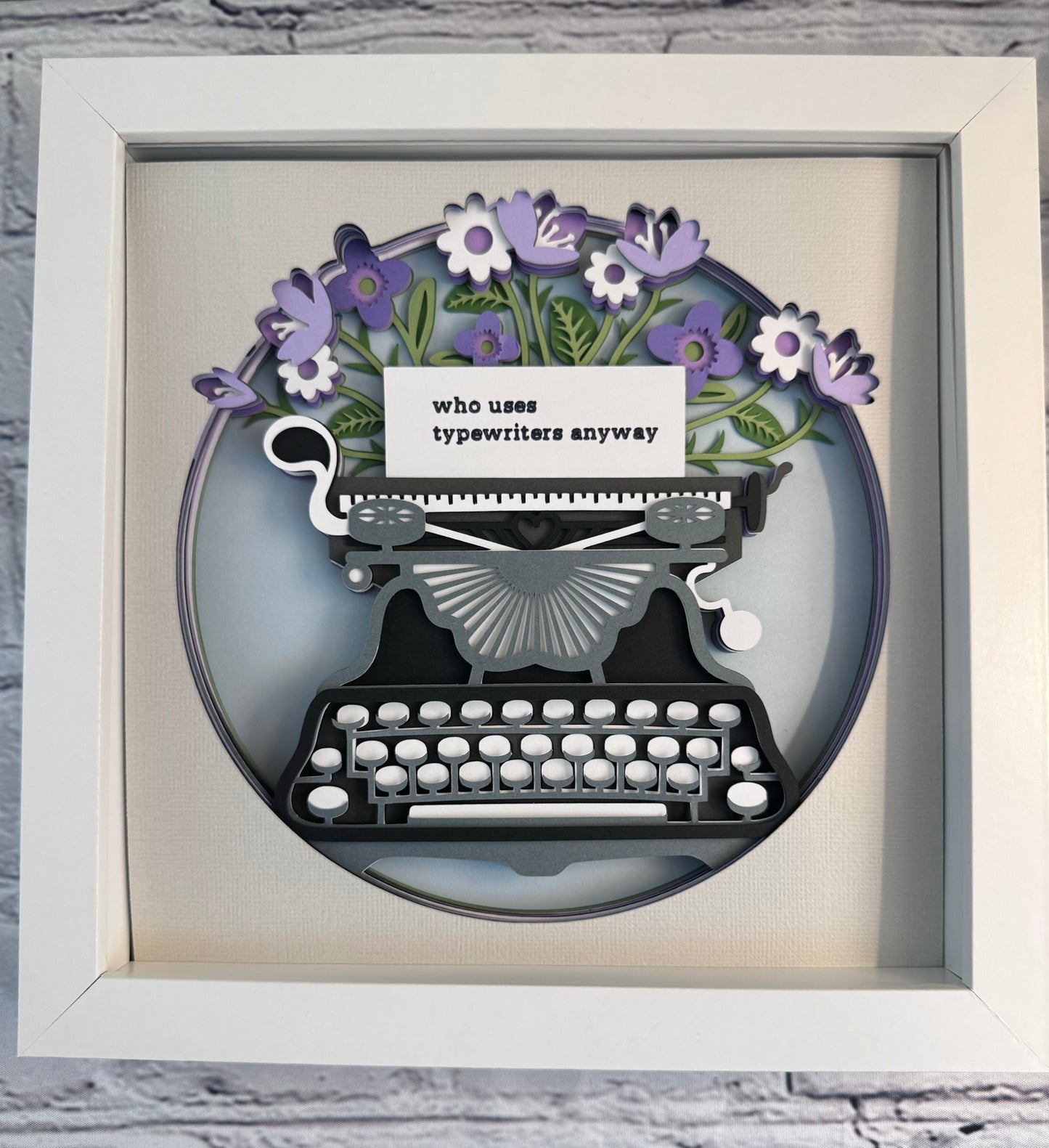 Who uses a typewriter anyway typewriter 3D paper art in a shadowbox