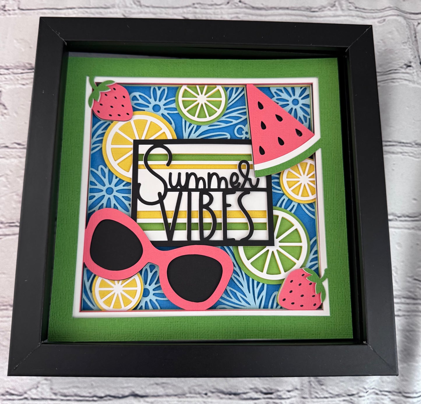 Summer vibes 3D paper art in a shadowbox