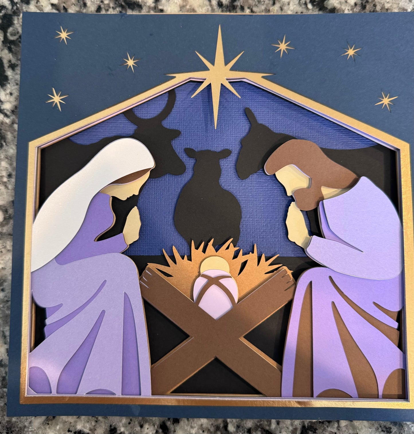 Nativity-classic 3D paper art shadowbox