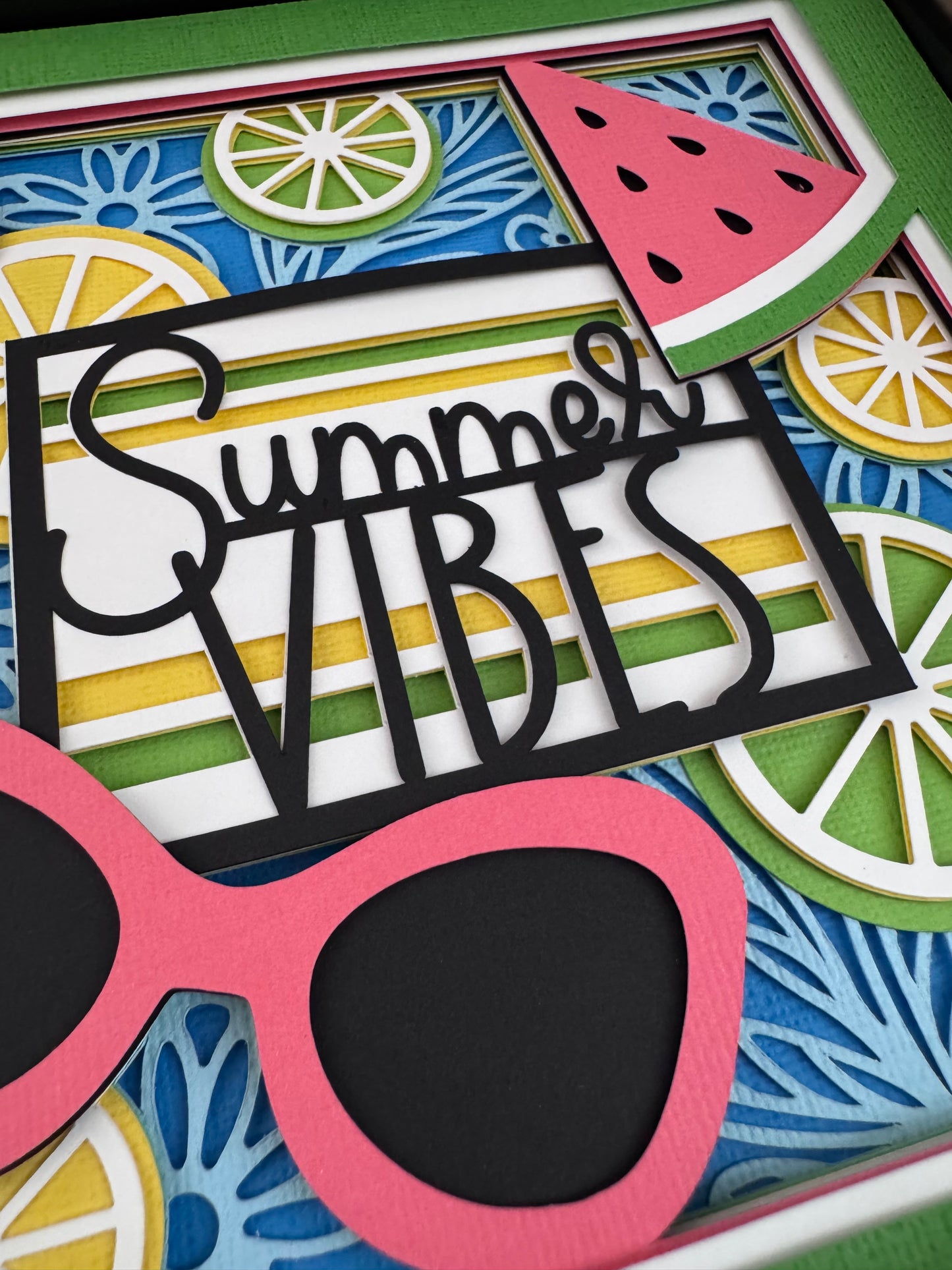 Summer vibes 3D paper art in a shadowbox
