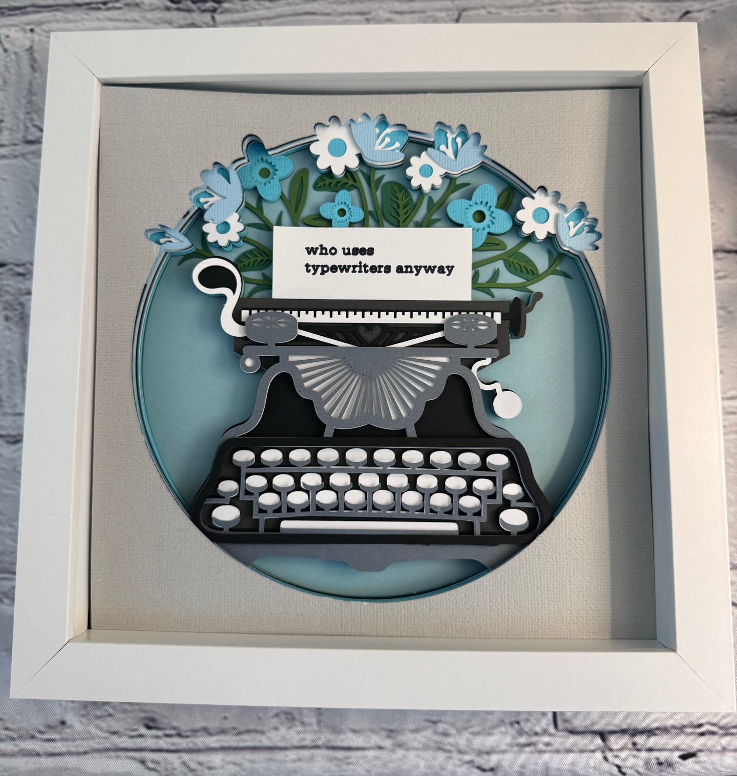 Who uses a typewriter anyway typewriter 3D paper art in a shadowbox