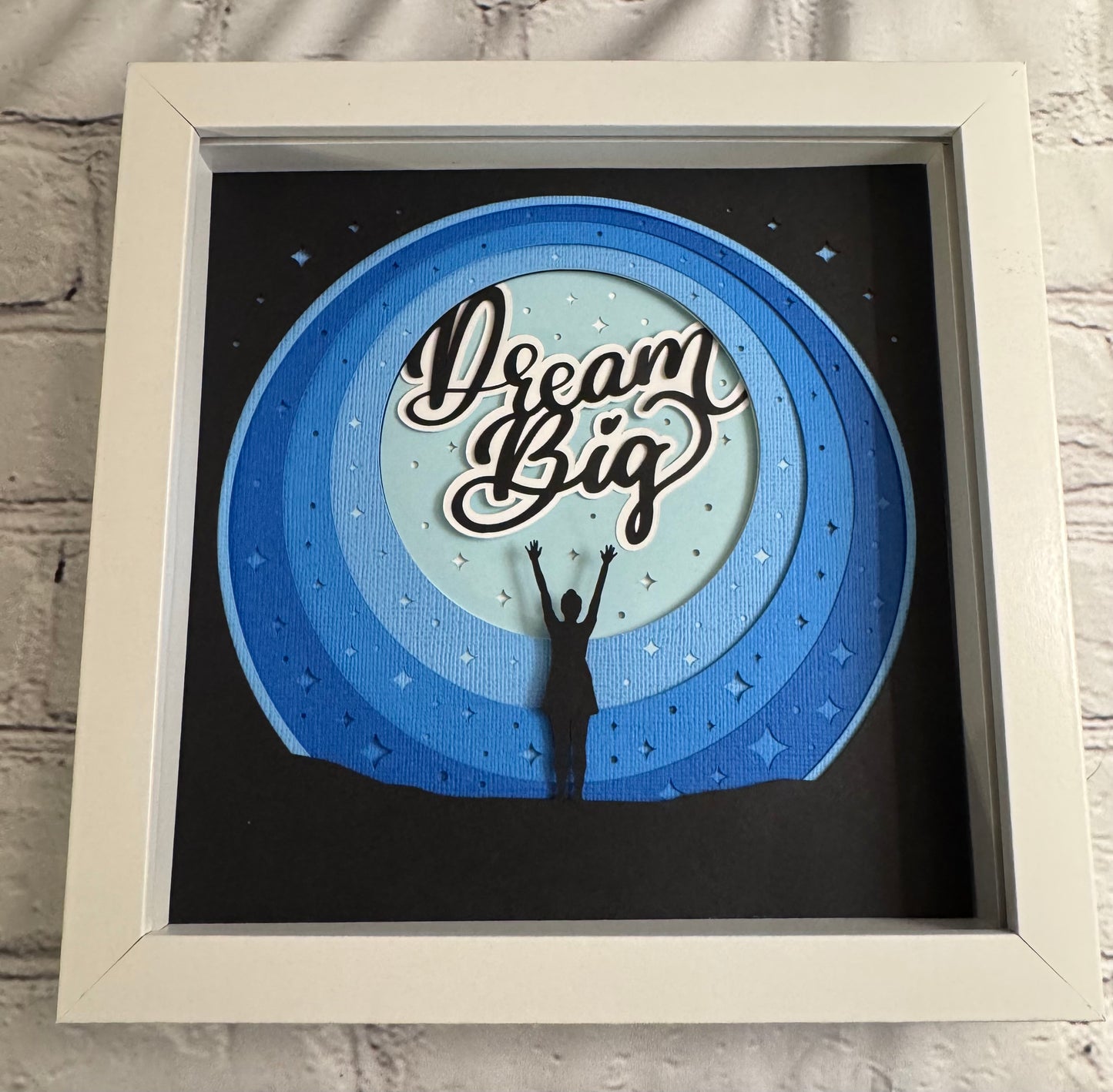 Dream big 3D paper art in a shadowbox
