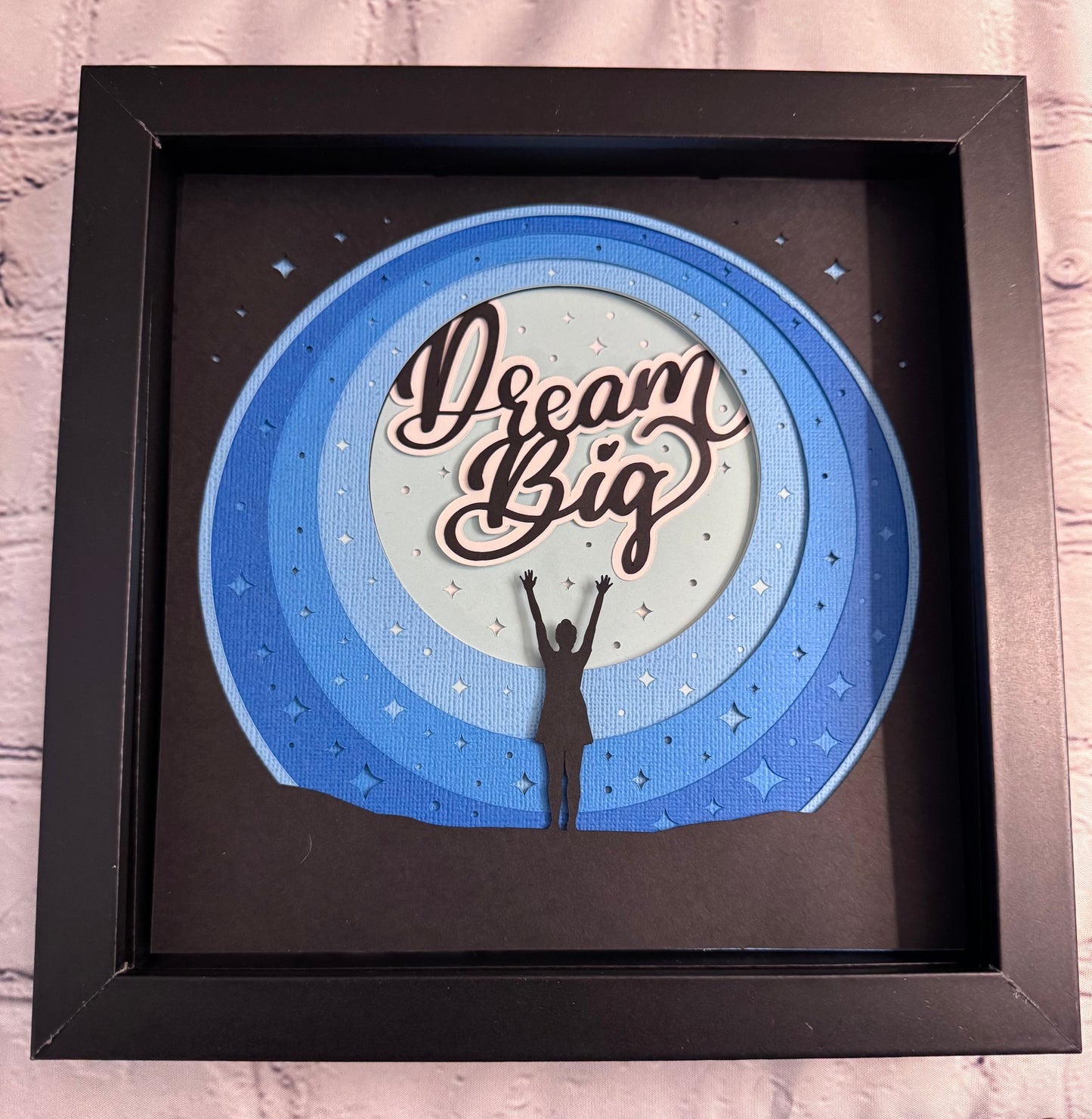 Dream big 3D paper art in a shadowbox