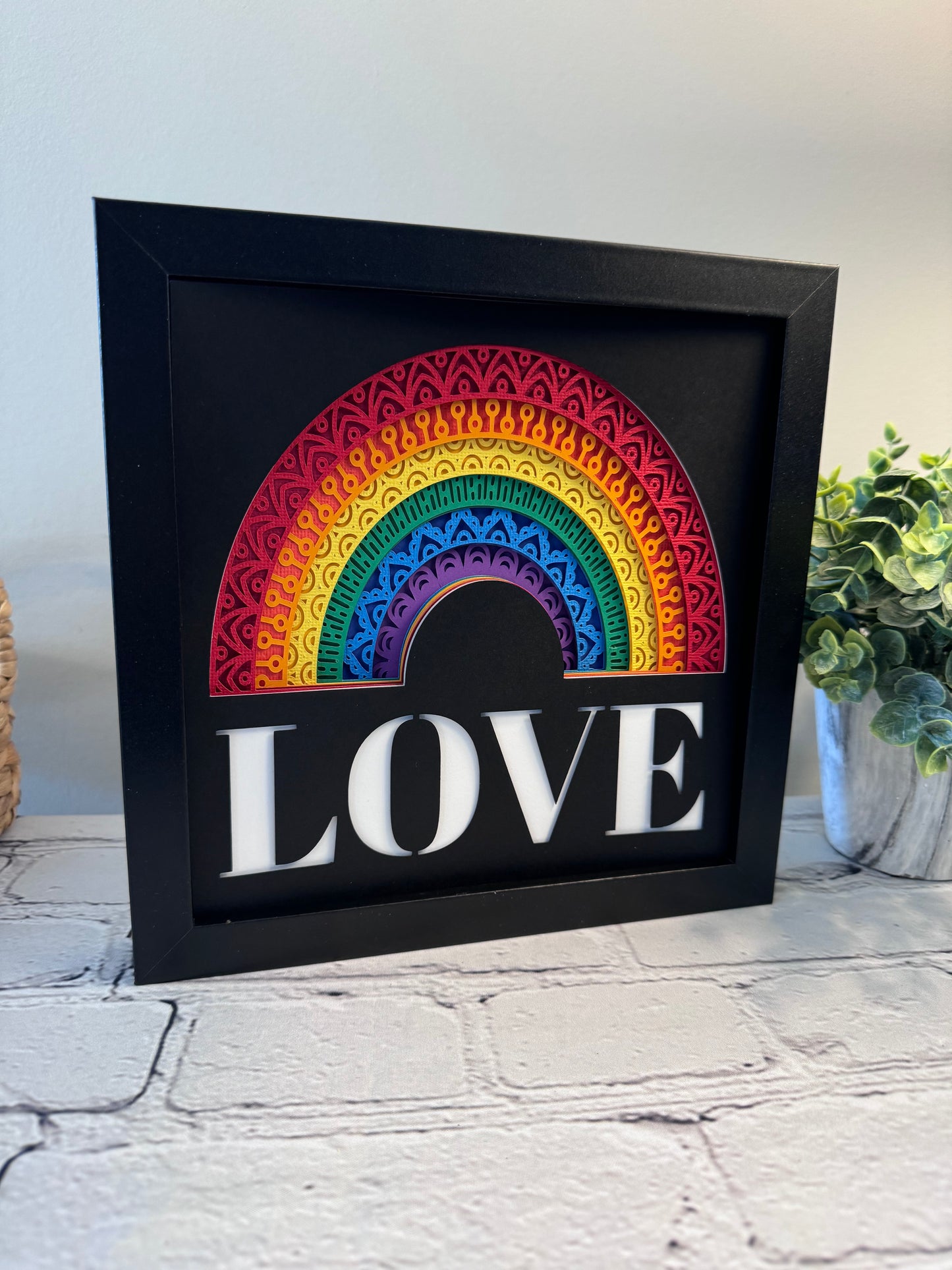 Love rainbow 3D paper art shadowbox