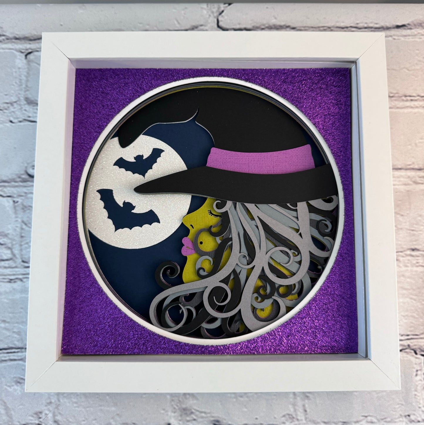Witch and moon 3D paper art shadowbox