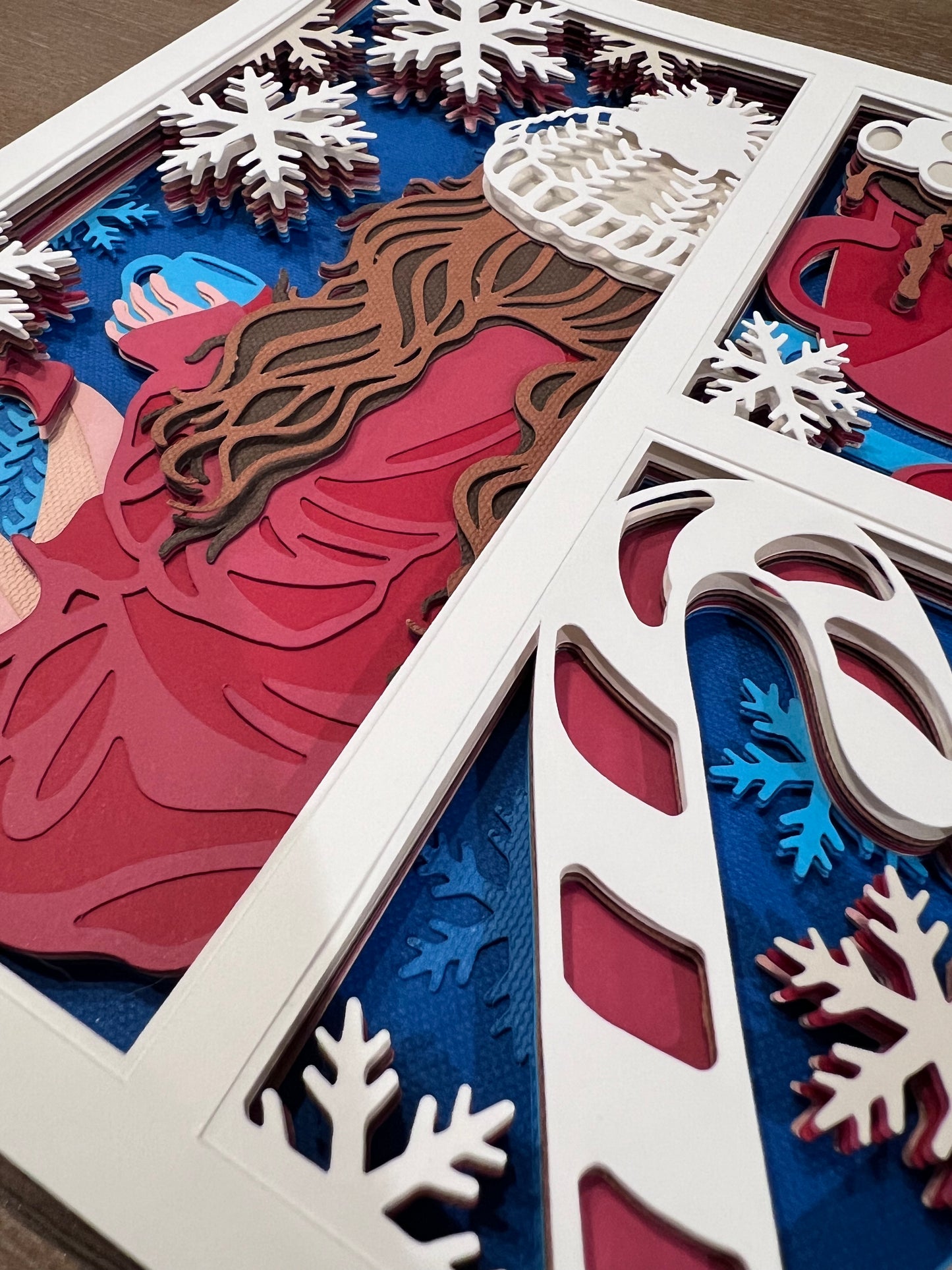 Winter treats 3D paper art in a shadowbox