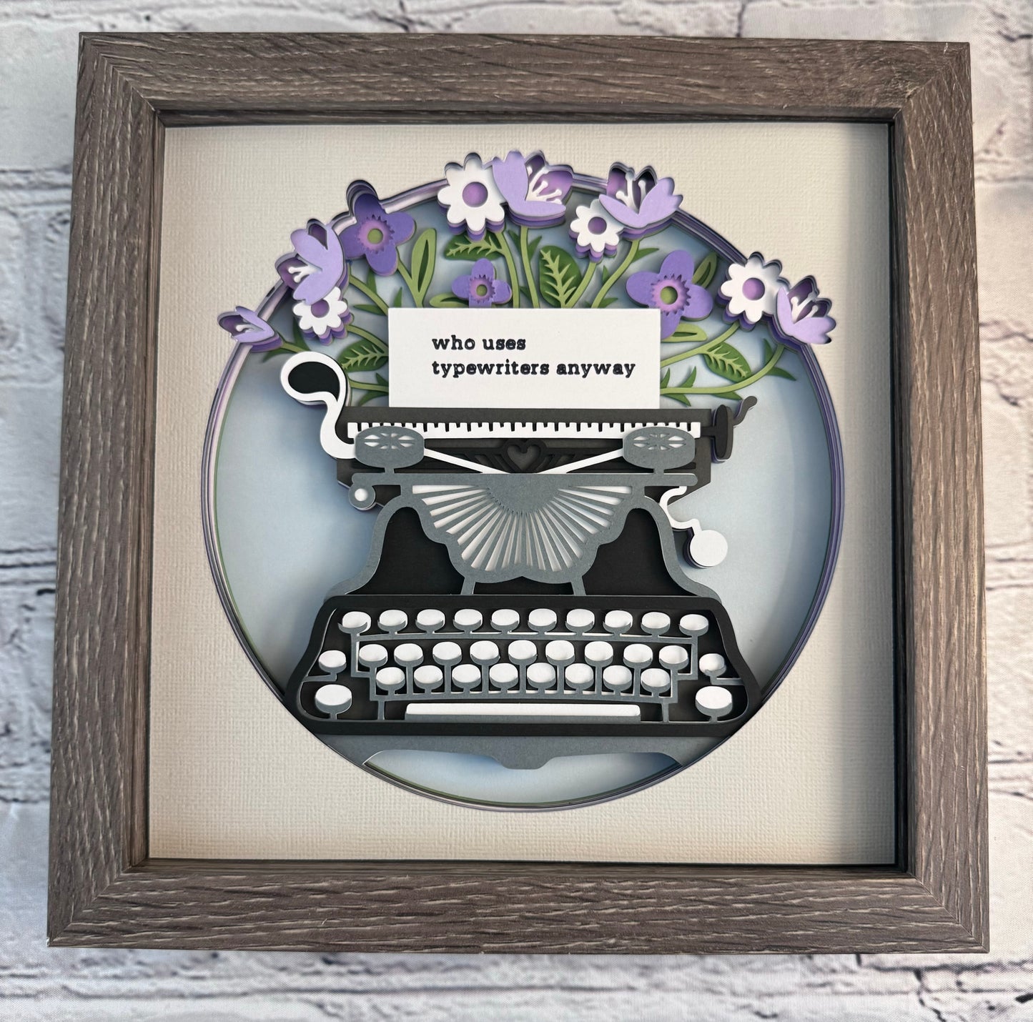 Who uses a typewriter anyway typewriter 3D paper art in a shadowbox