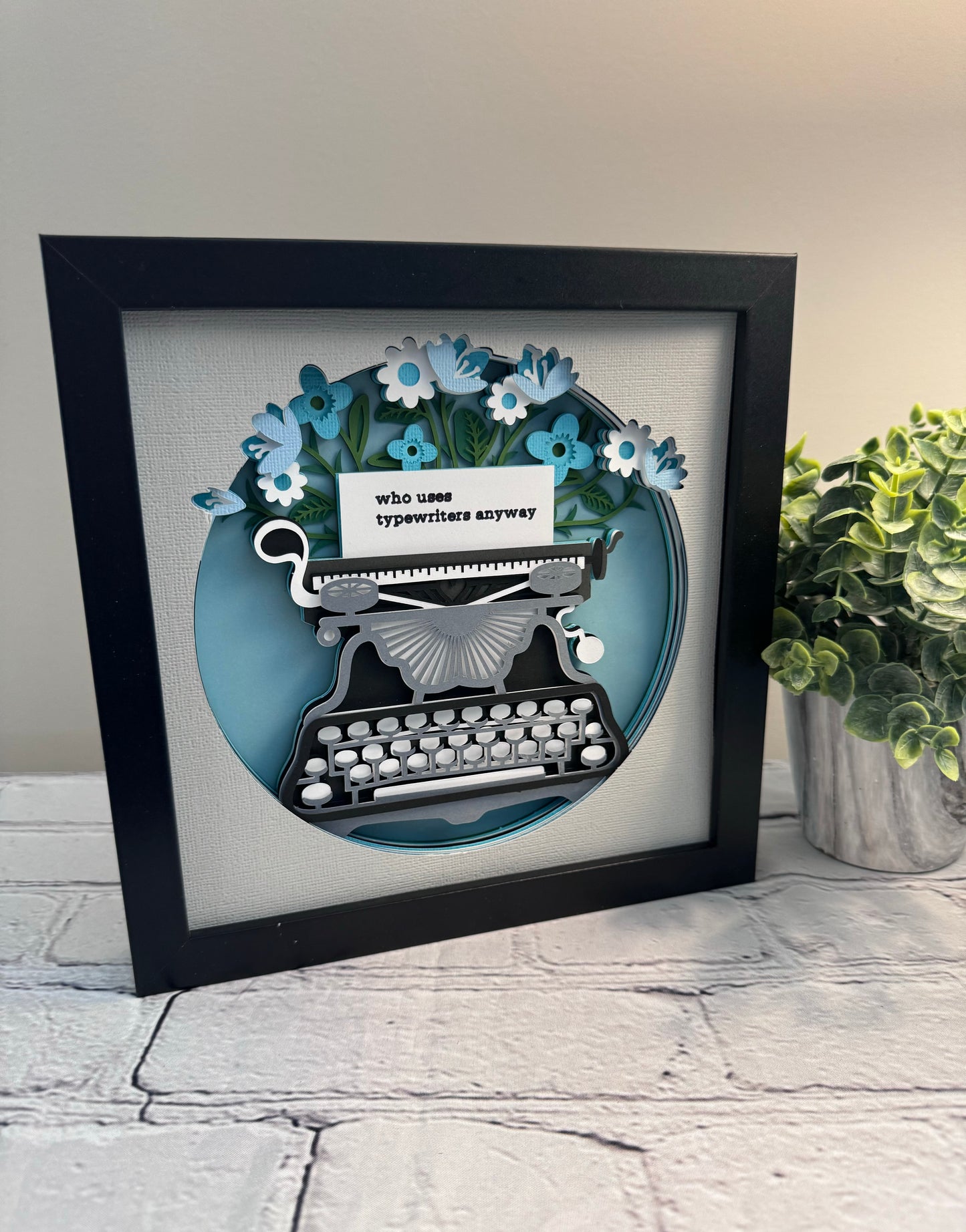 Who uses a typewriter anyway typewriter 3D paper art in a shadowbox