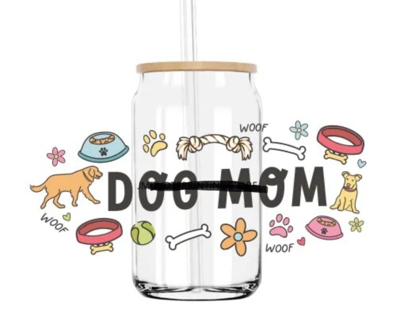 Dog mom beer can glass