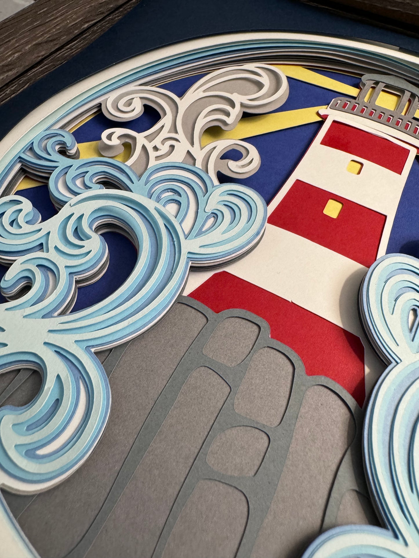 Lighthouse 3D paper art shadowbox
