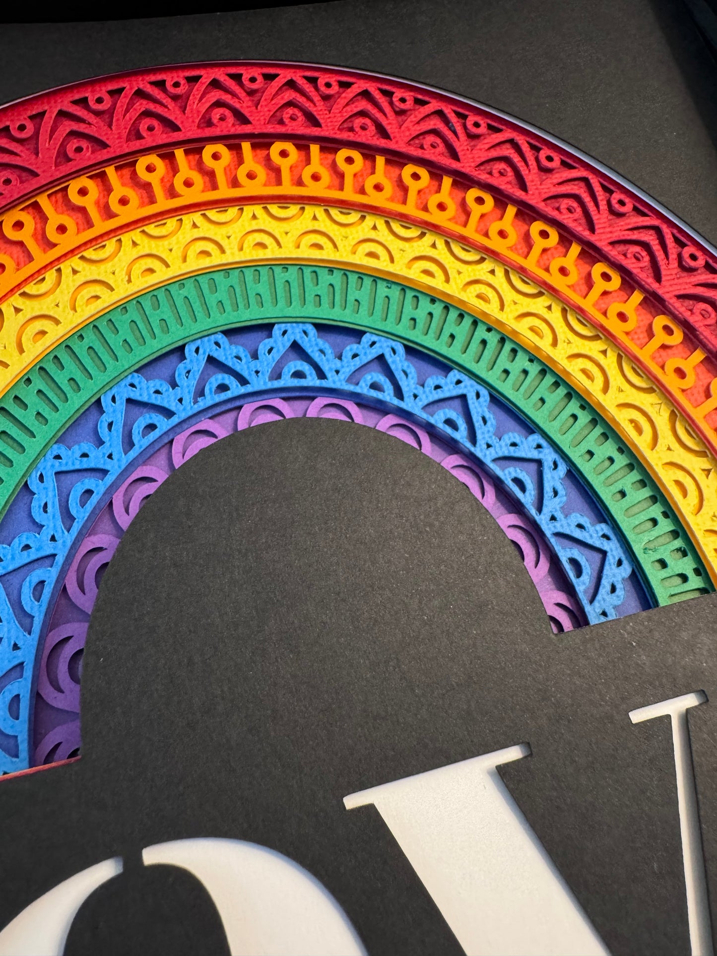 Love rainbow 3D paper art shadowbox