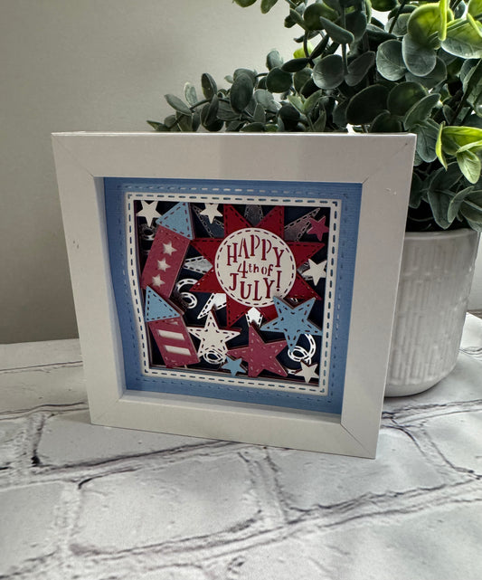 Happy 4th of July mini 3D paper art in a shadowbox