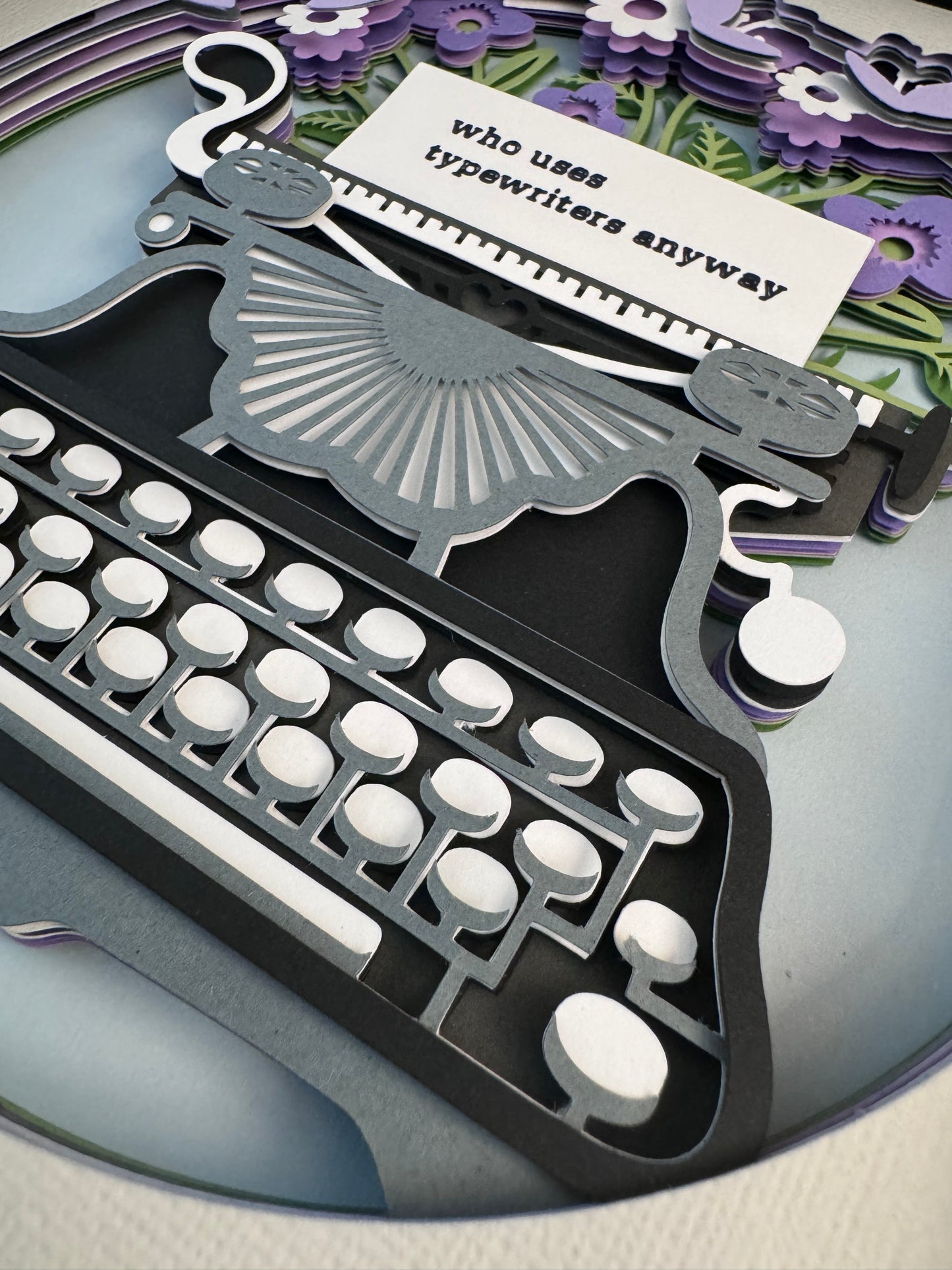 Who uses a typewriter anyway typewriter 3D paper art in a shadowbox