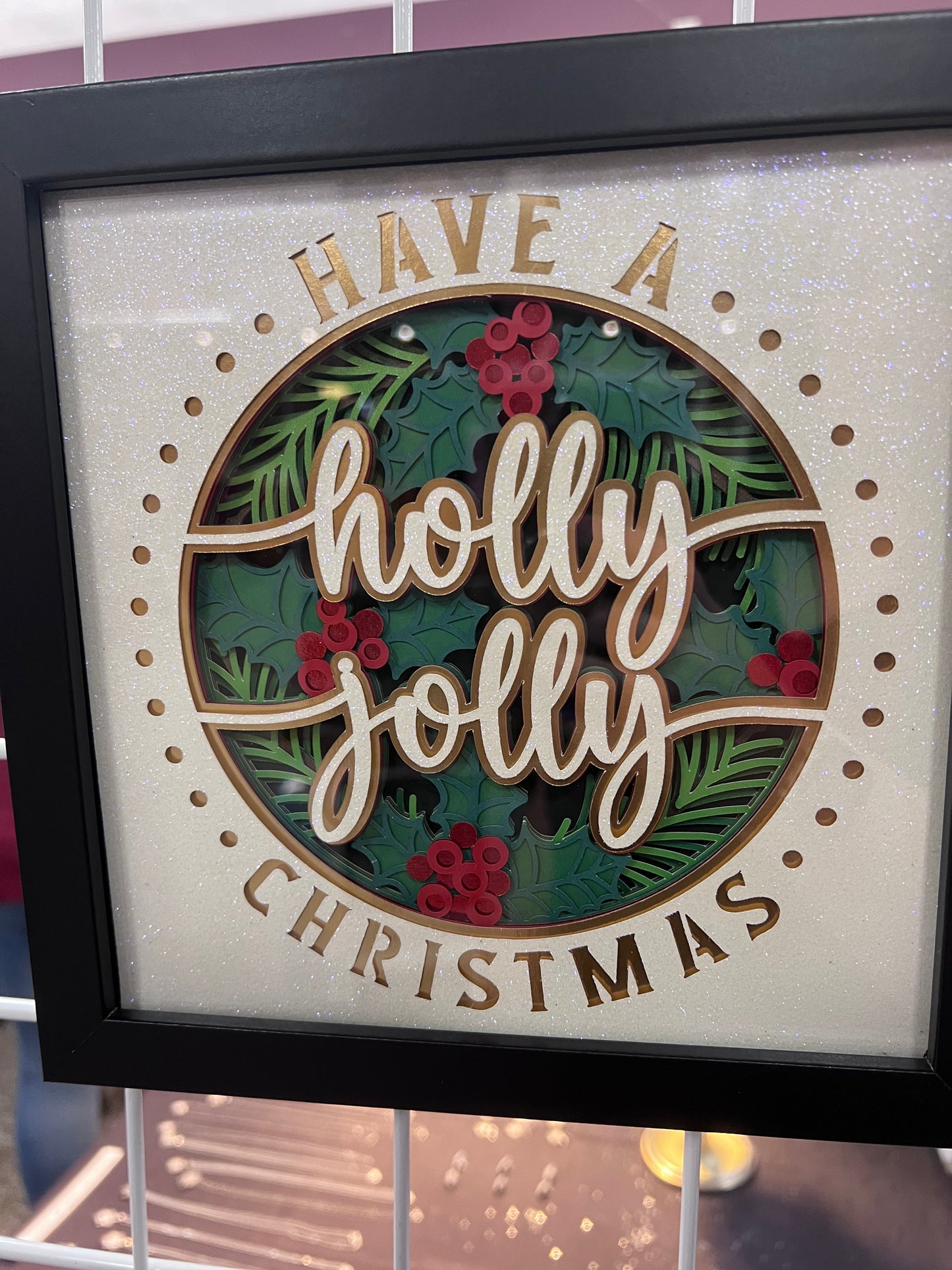 Have a holly jolly Christmas 3D paper art in a shadowbox