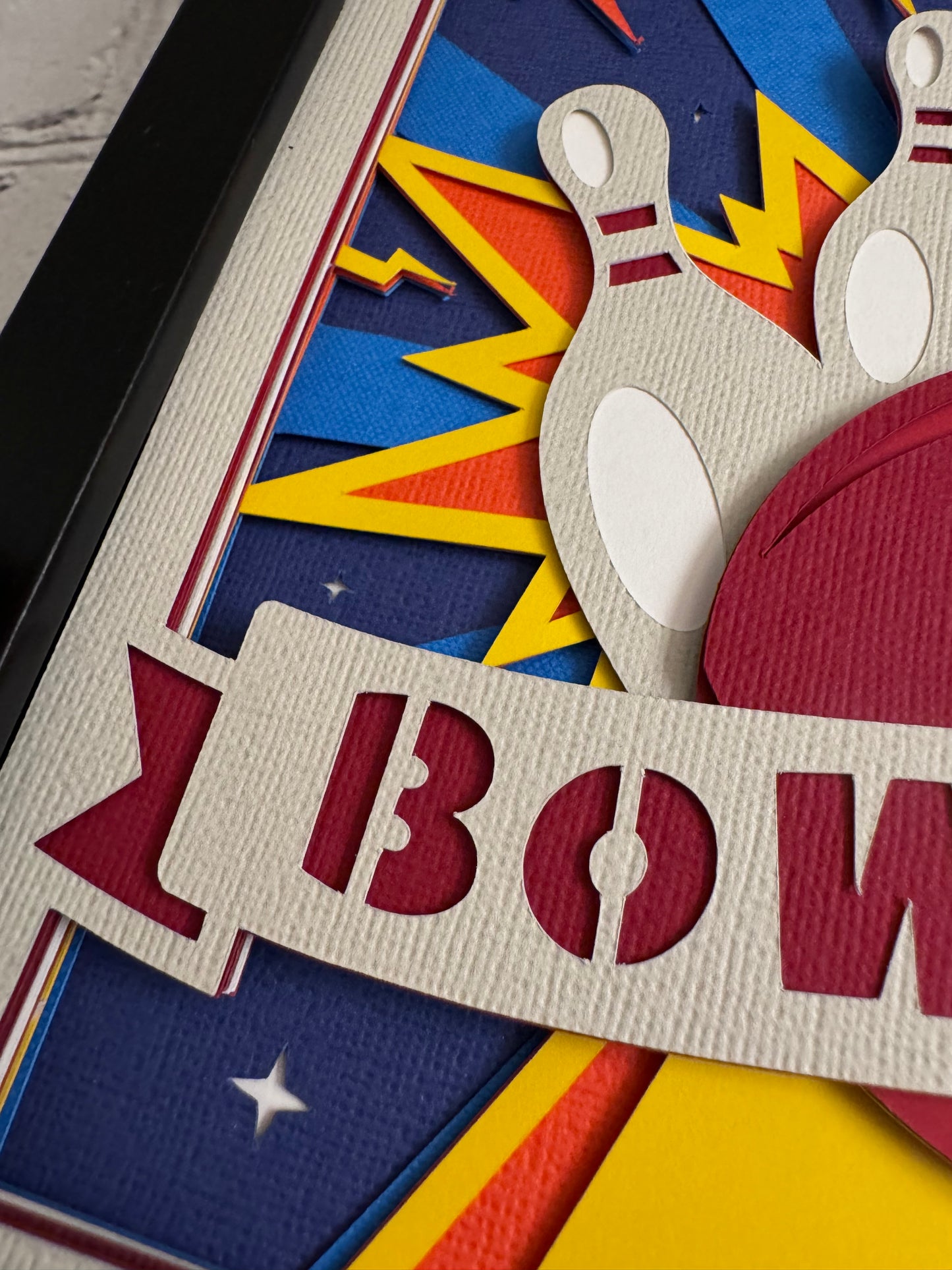 Bowling strike 3D paper art shadowbox