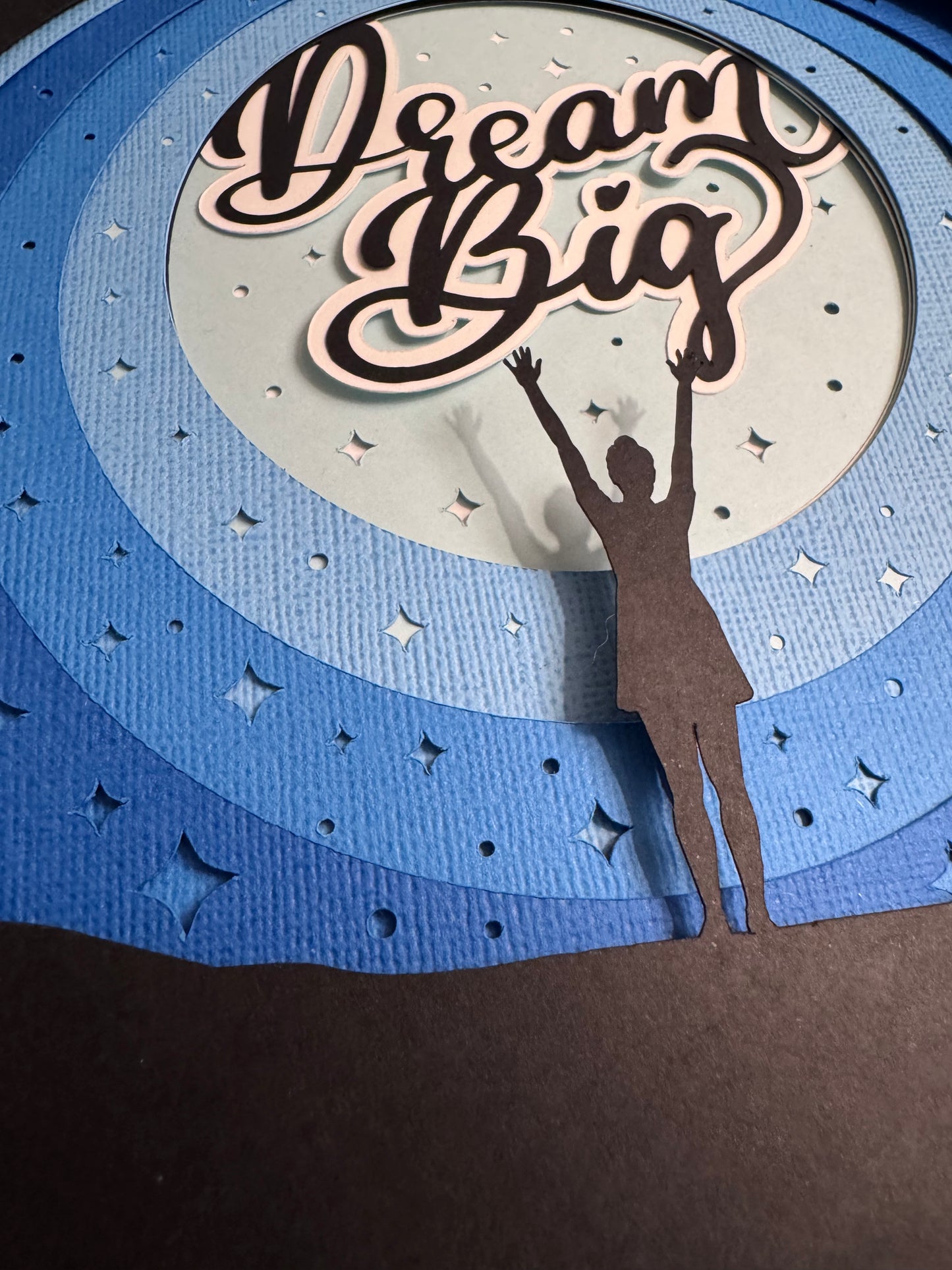 Dream big 3D paper art in a shadowbox