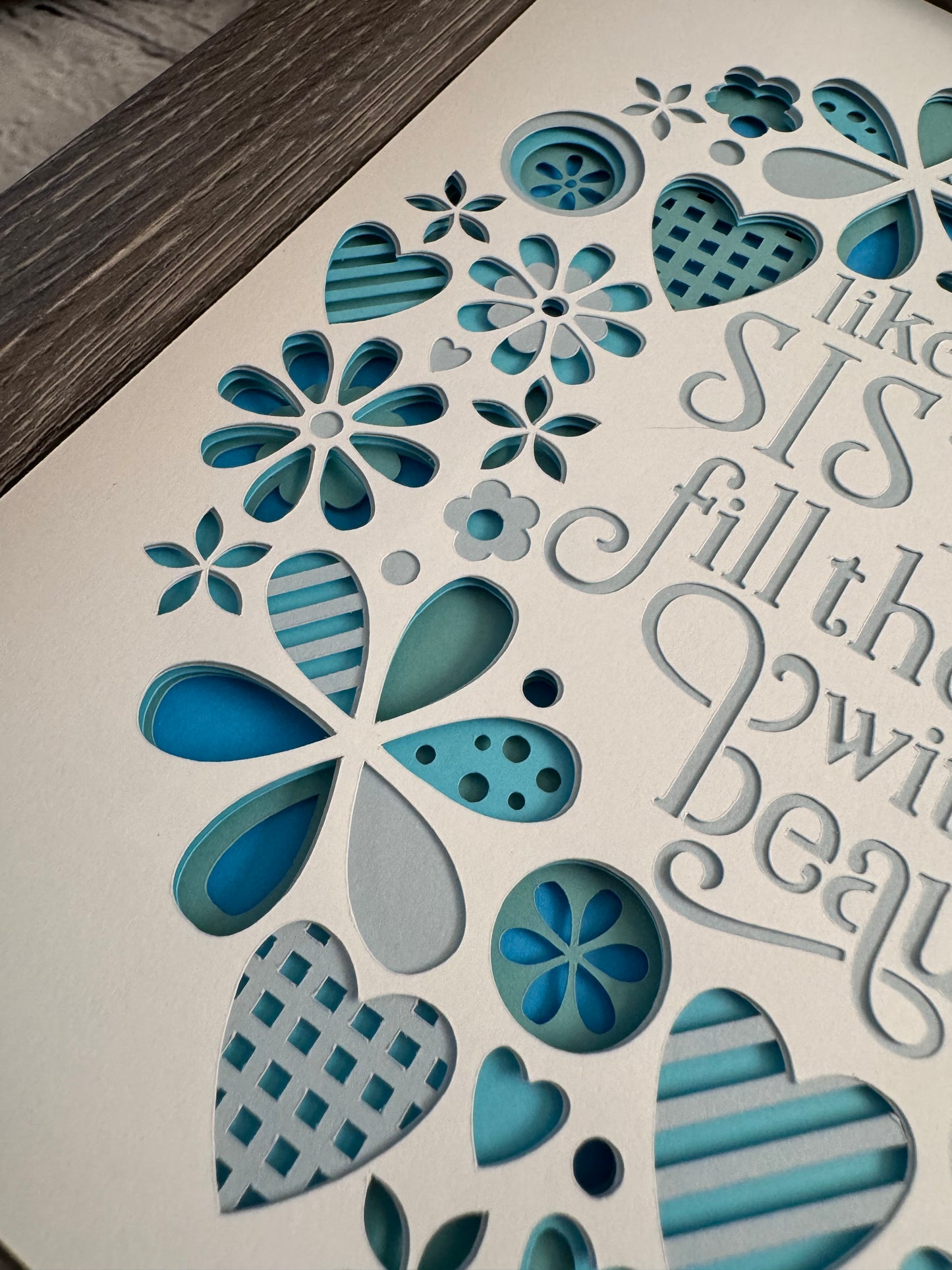 Like flowers, sisters fill the world with beauty 3D paper art in a shadowbox