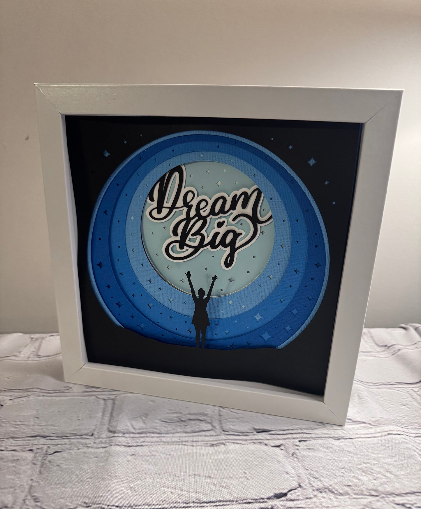 Dream big 3D paper art in a shadowbox