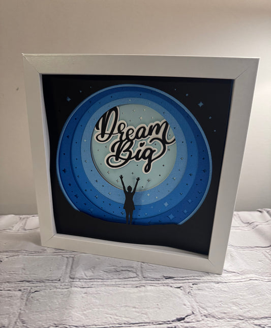 Dream big 3D paper art in a shadowbox