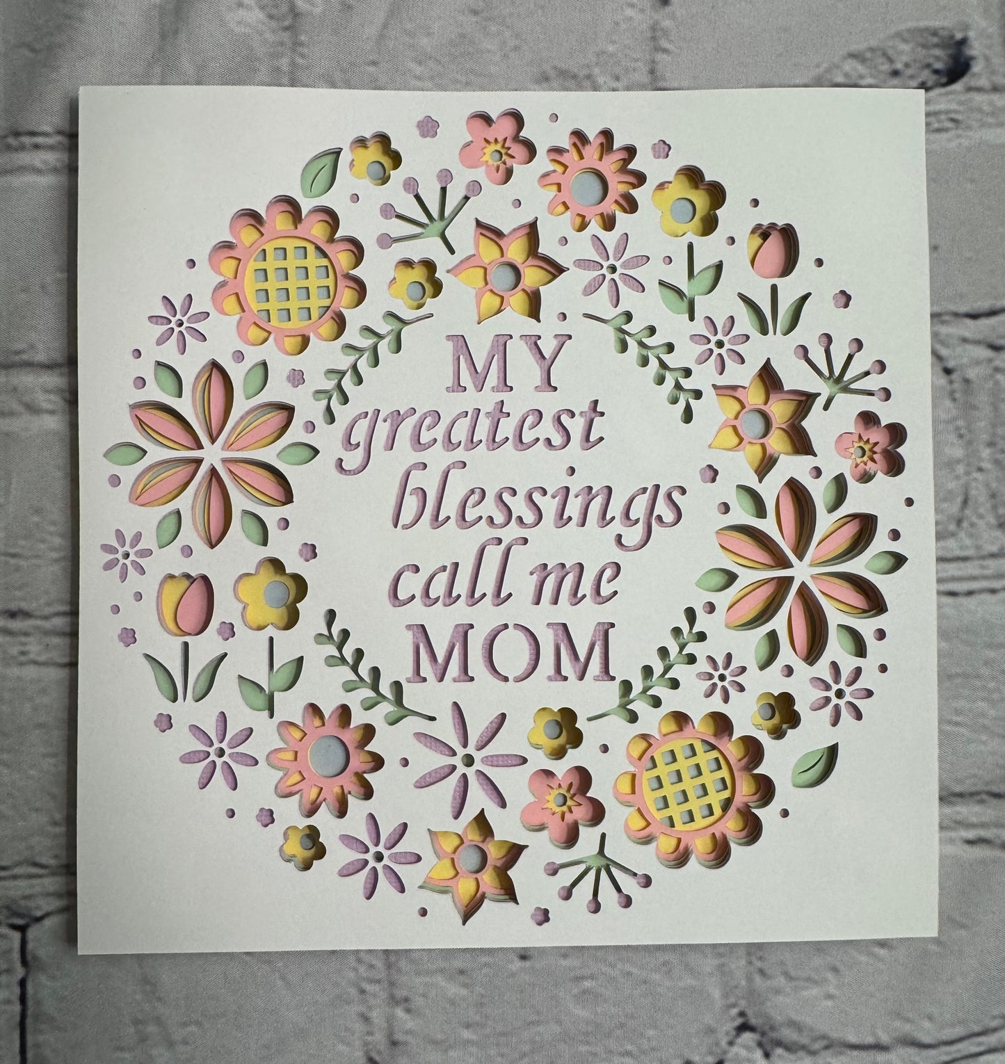 My greatest blessings call me Mom 3D paper art in a shadowbox