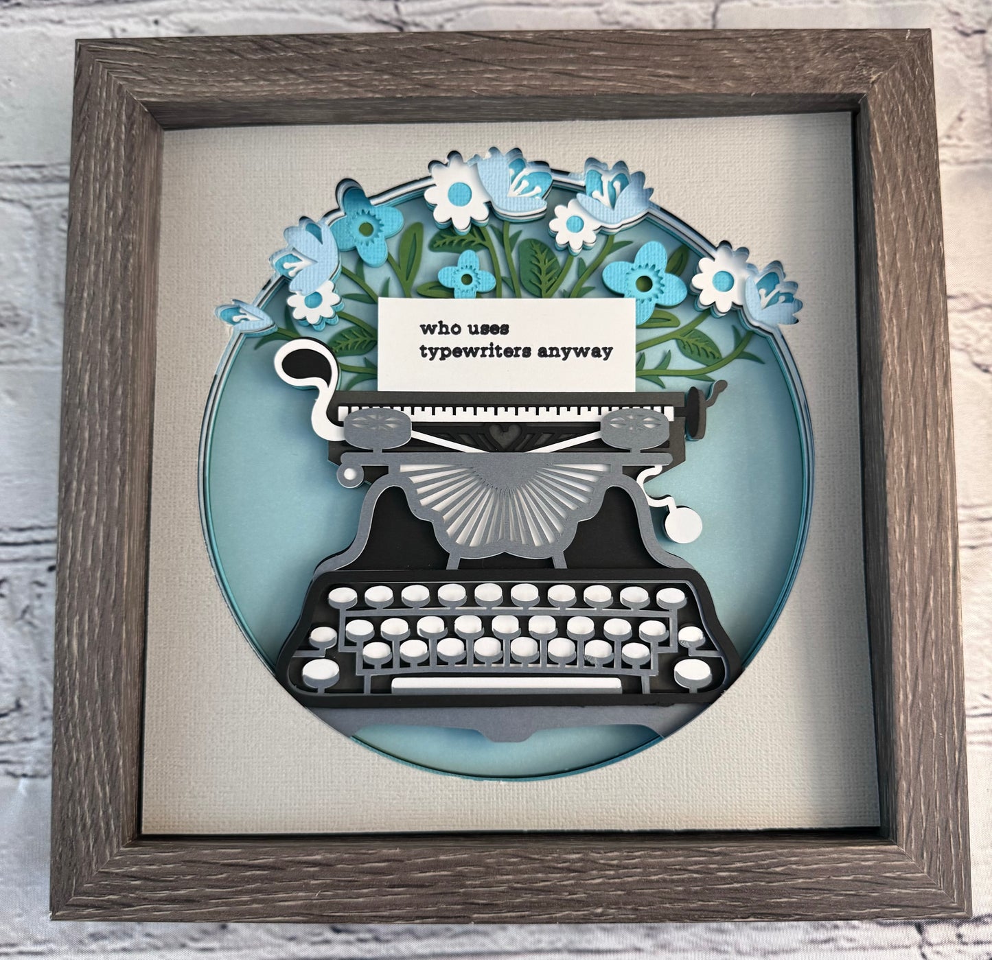 Who uses a typewriter anyway typewriter 3D paper art in a shadowbox