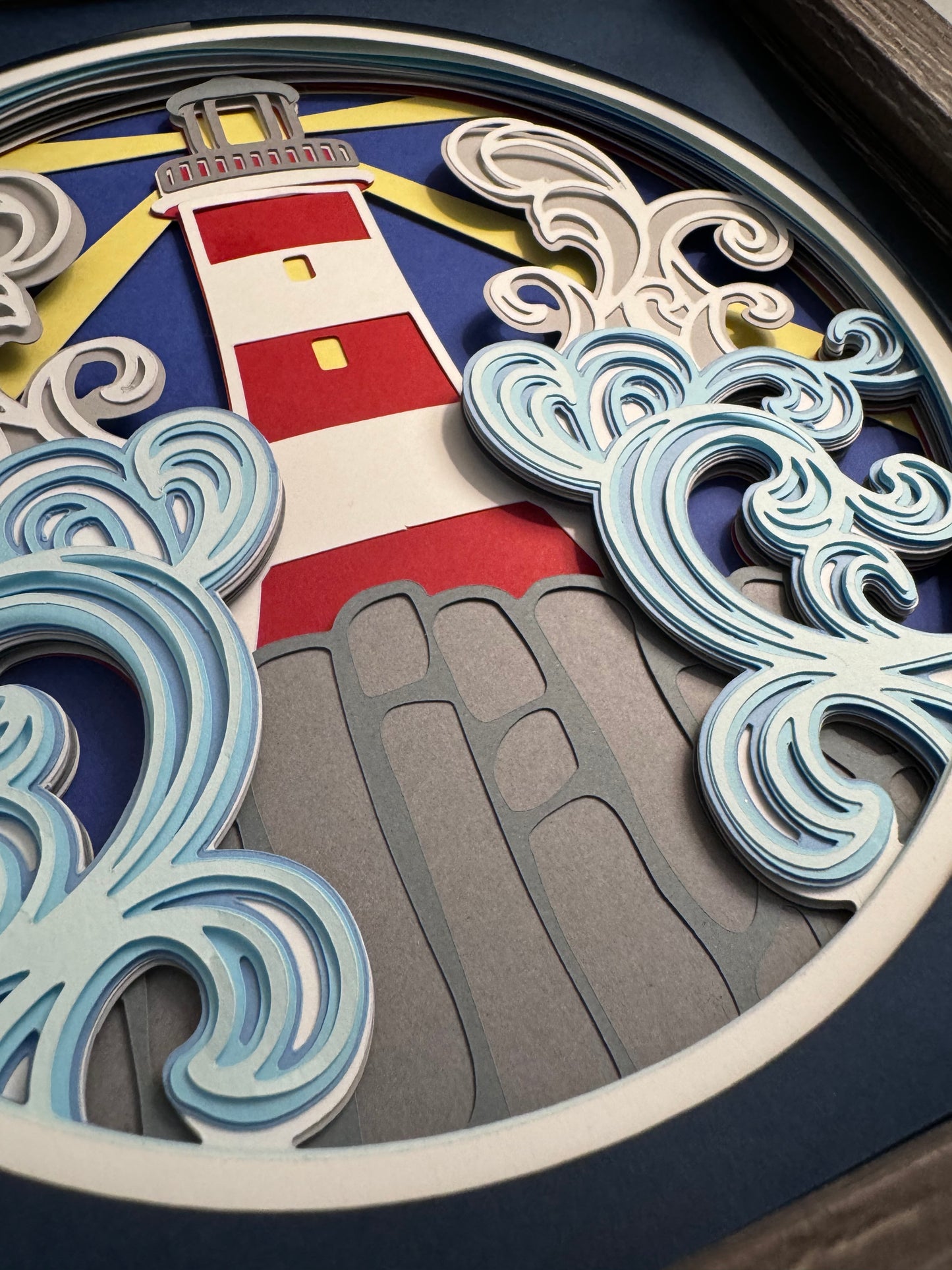Lighthouse 3D paper art shadowbox