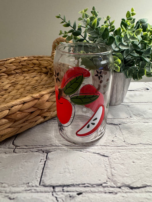 Apple slices beer can glass