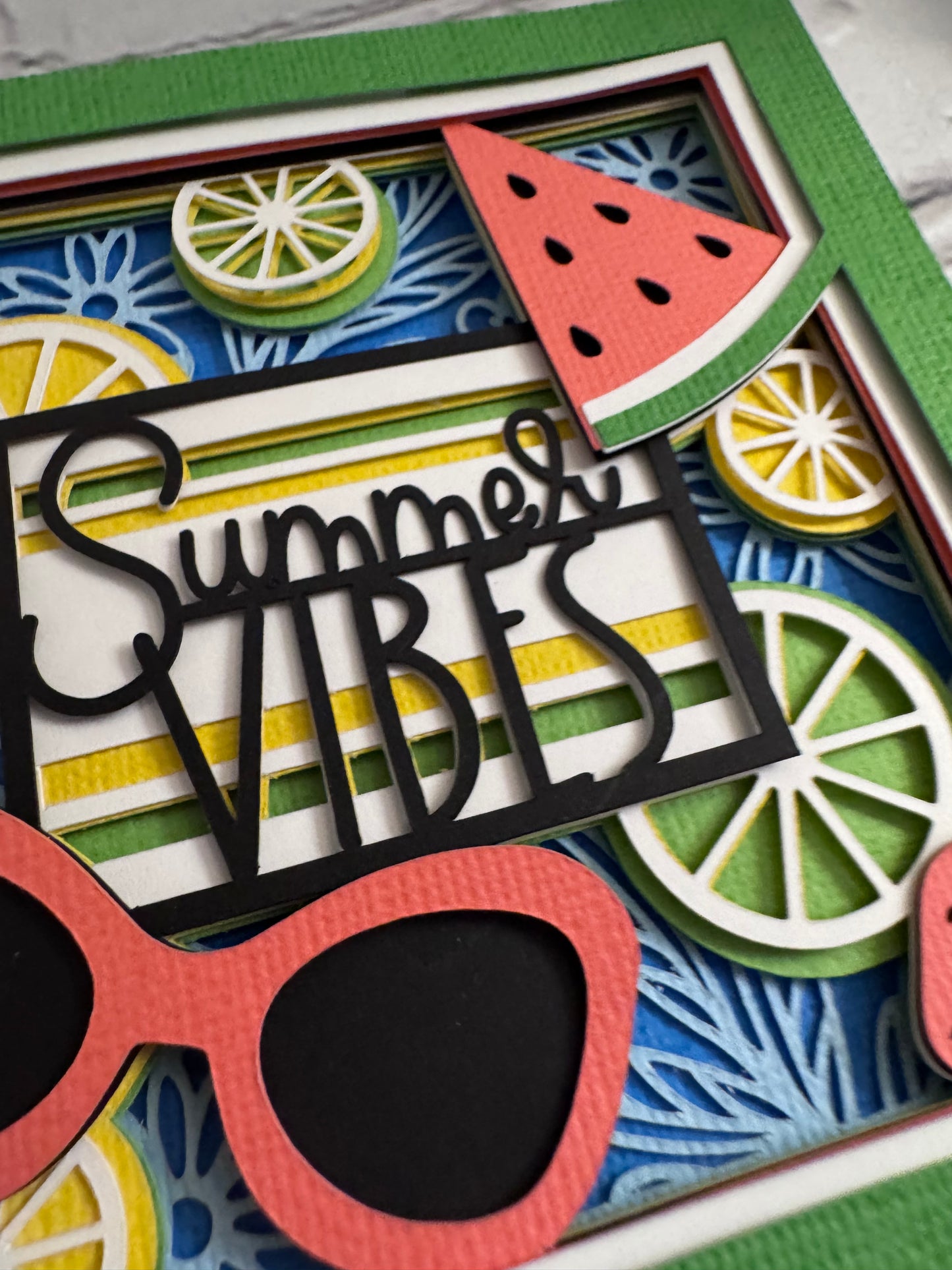 Summer vibes mini 3D paper art in a shadowbox
