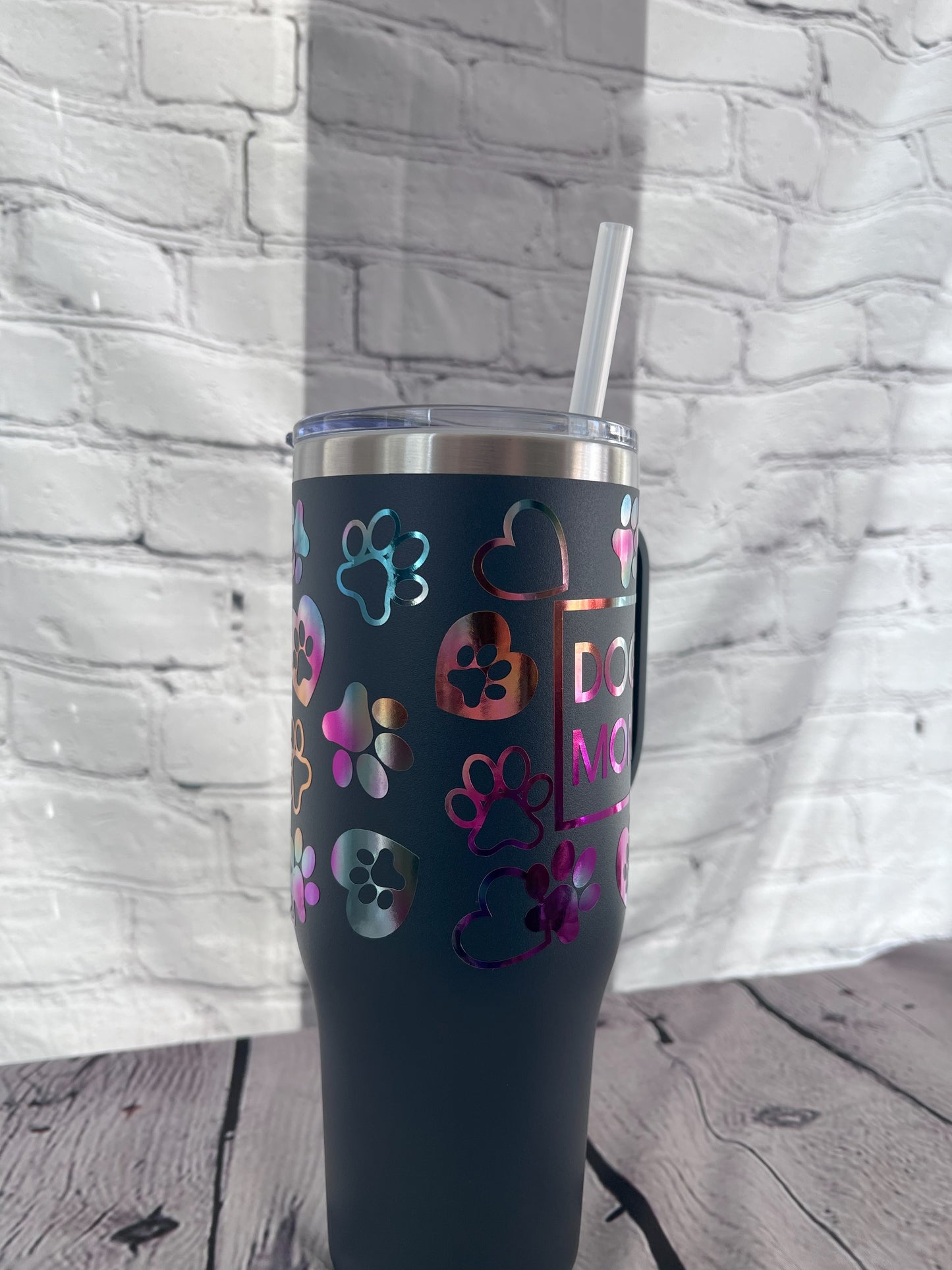 Dog mom 40oz tumbler with handle