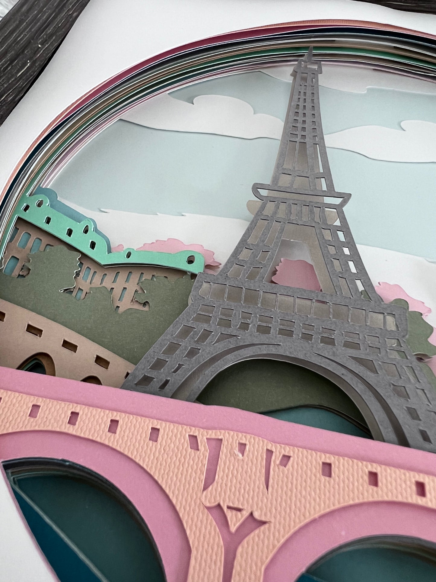 Paris 3D paper art in a shadowbox
