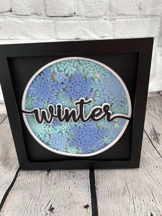 Winter 3D paper art shadowbox