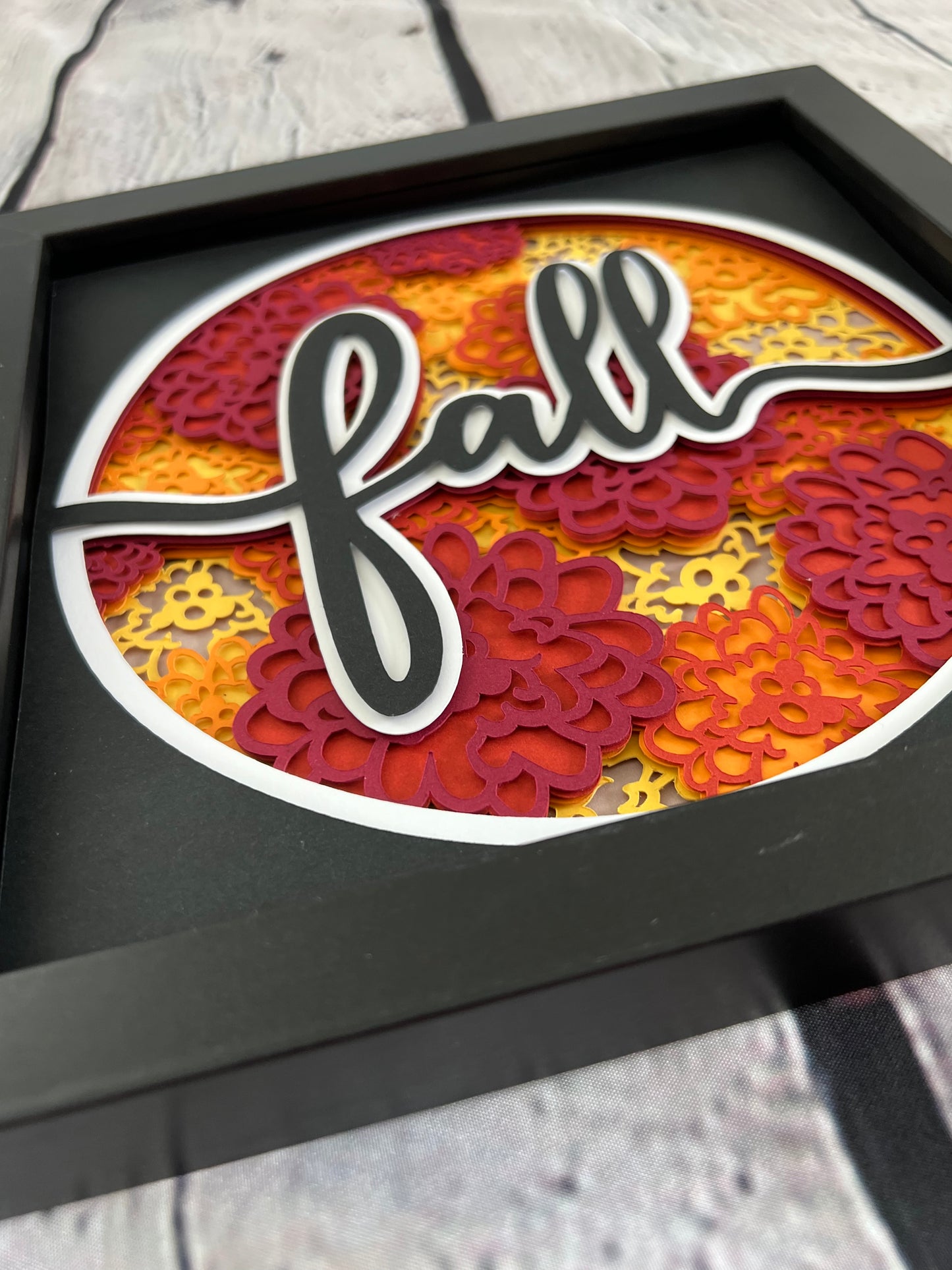 Fall 3D paper art shadowbox