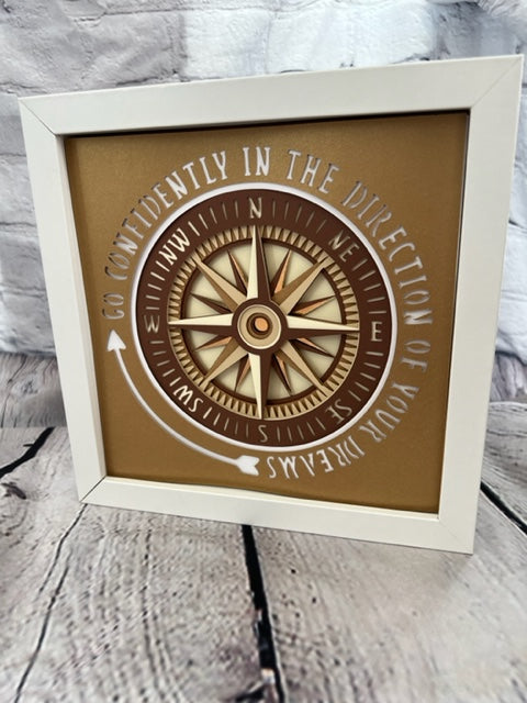 Compass 3D paper art shadowbox