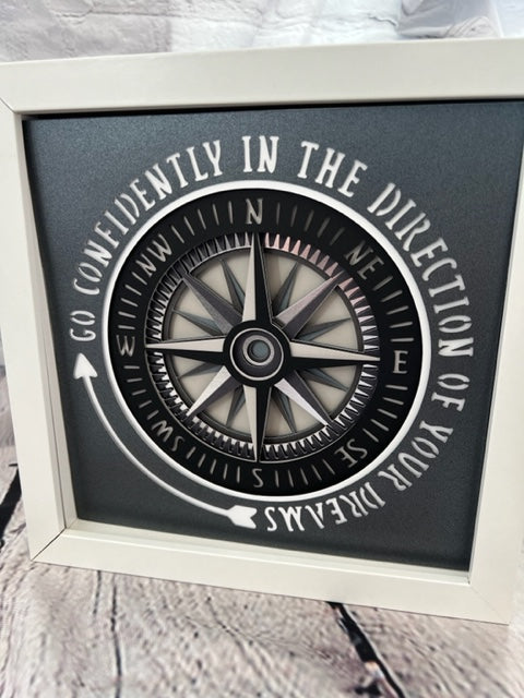 Compass 3D paper art shadowbox