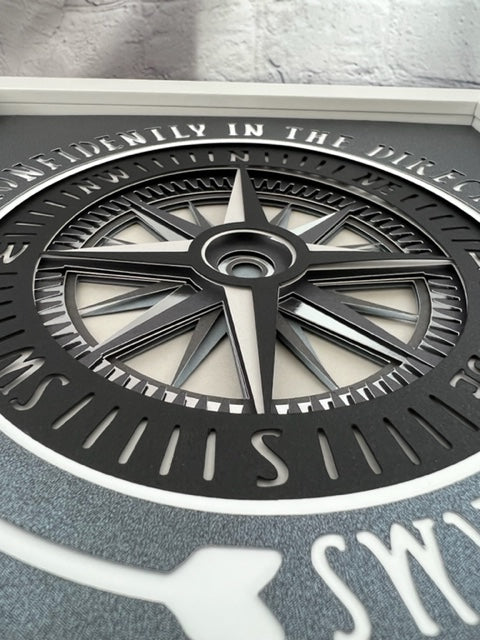 Compass 3D paper art shadowbox