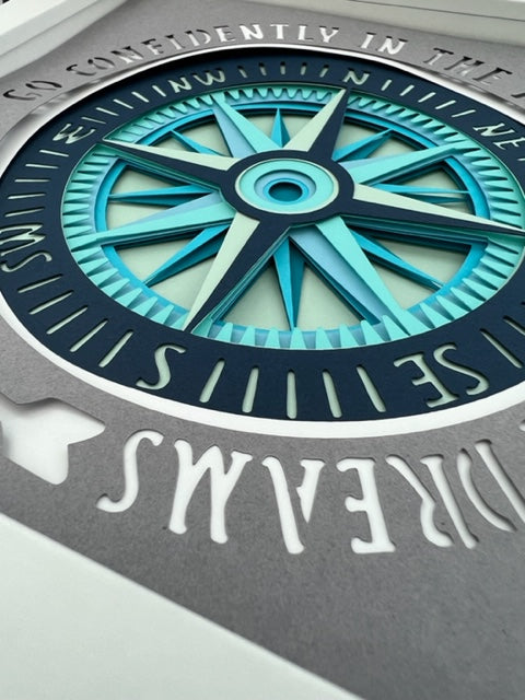 Compass 3D paper art shadowbox