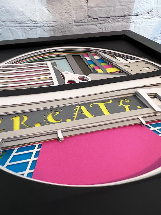 Create: cutting machine 3D paper art in a shadowbox