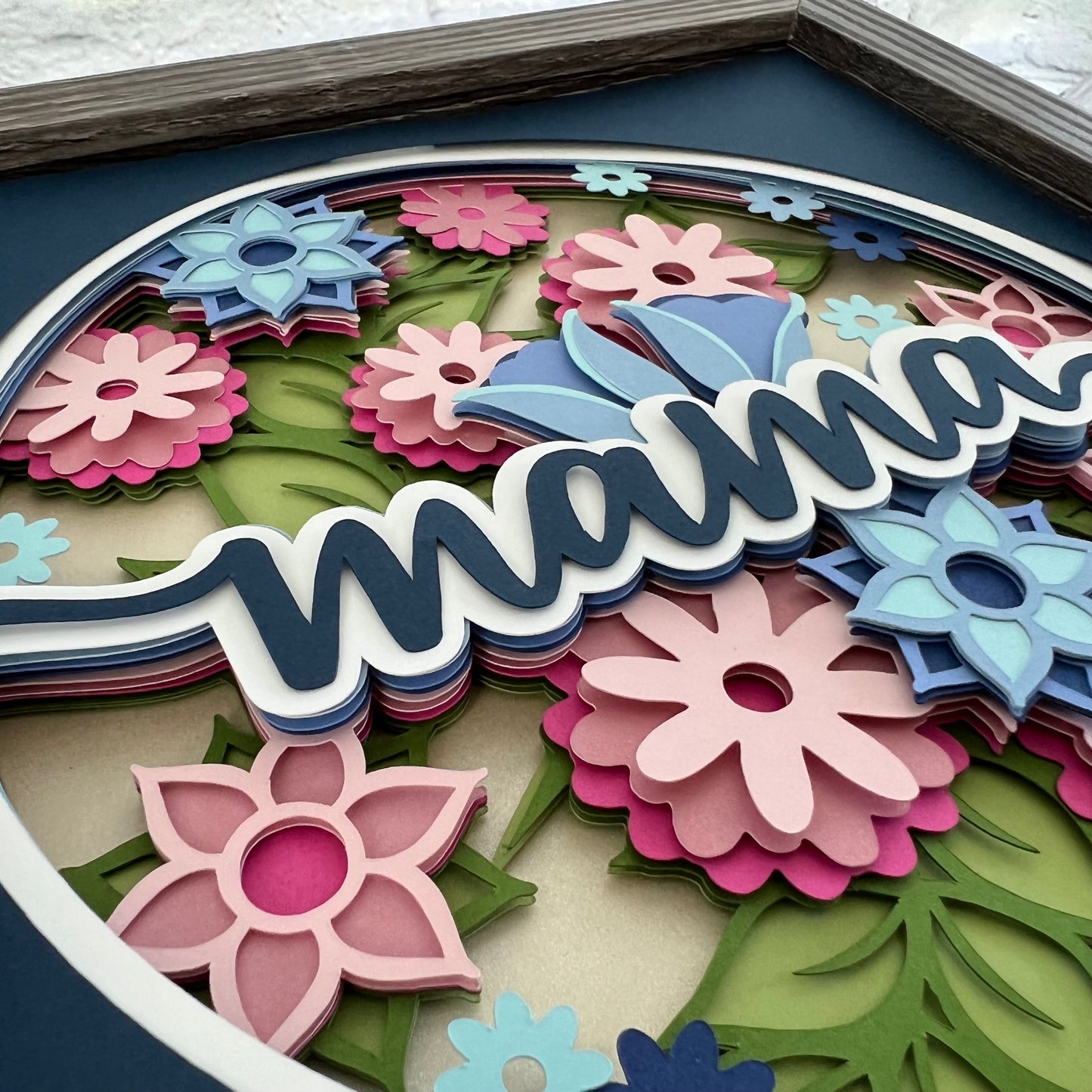 Mama floral 3D paper art shadowbox