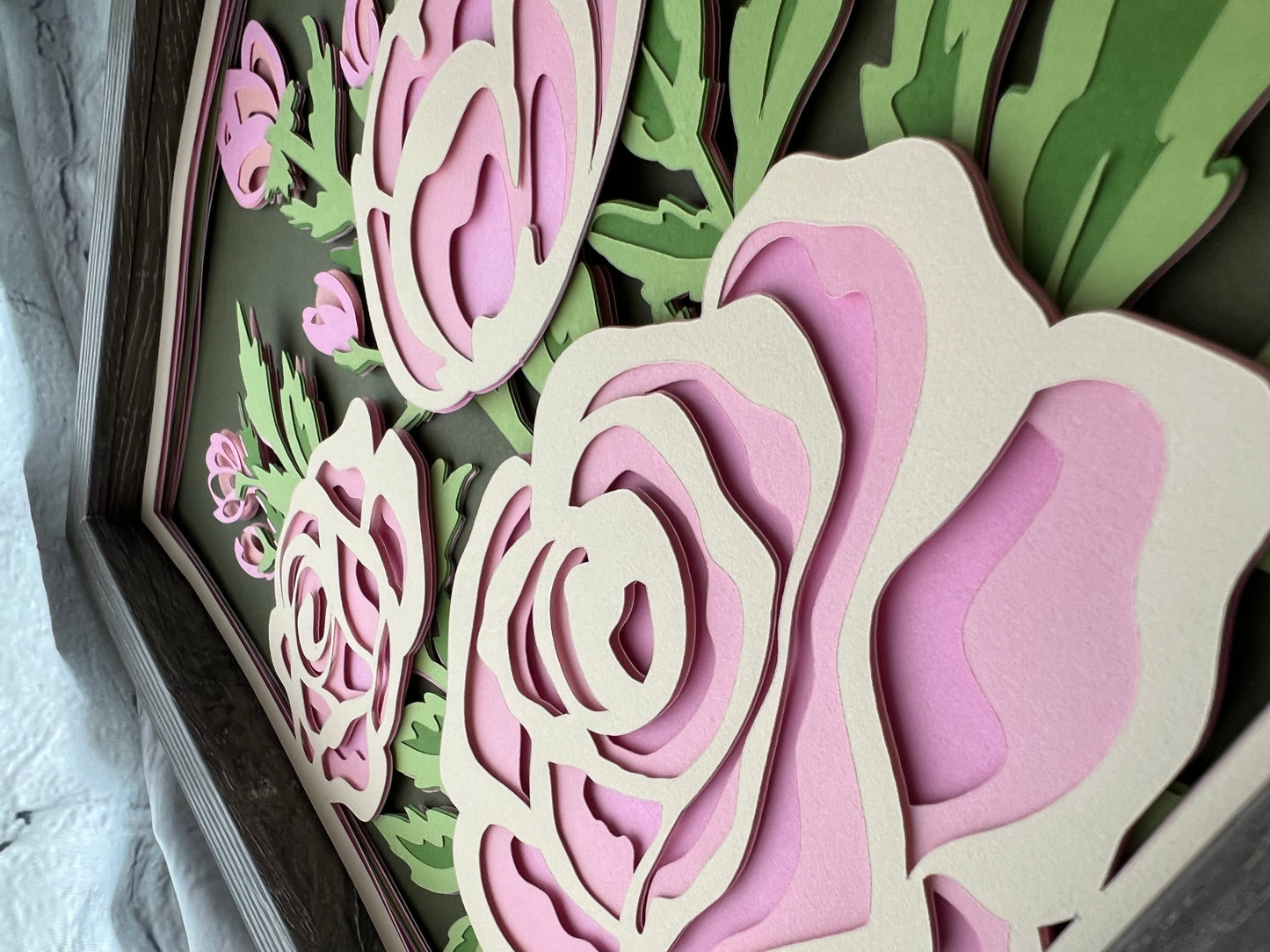 Peonies 3D paper art shadowbox