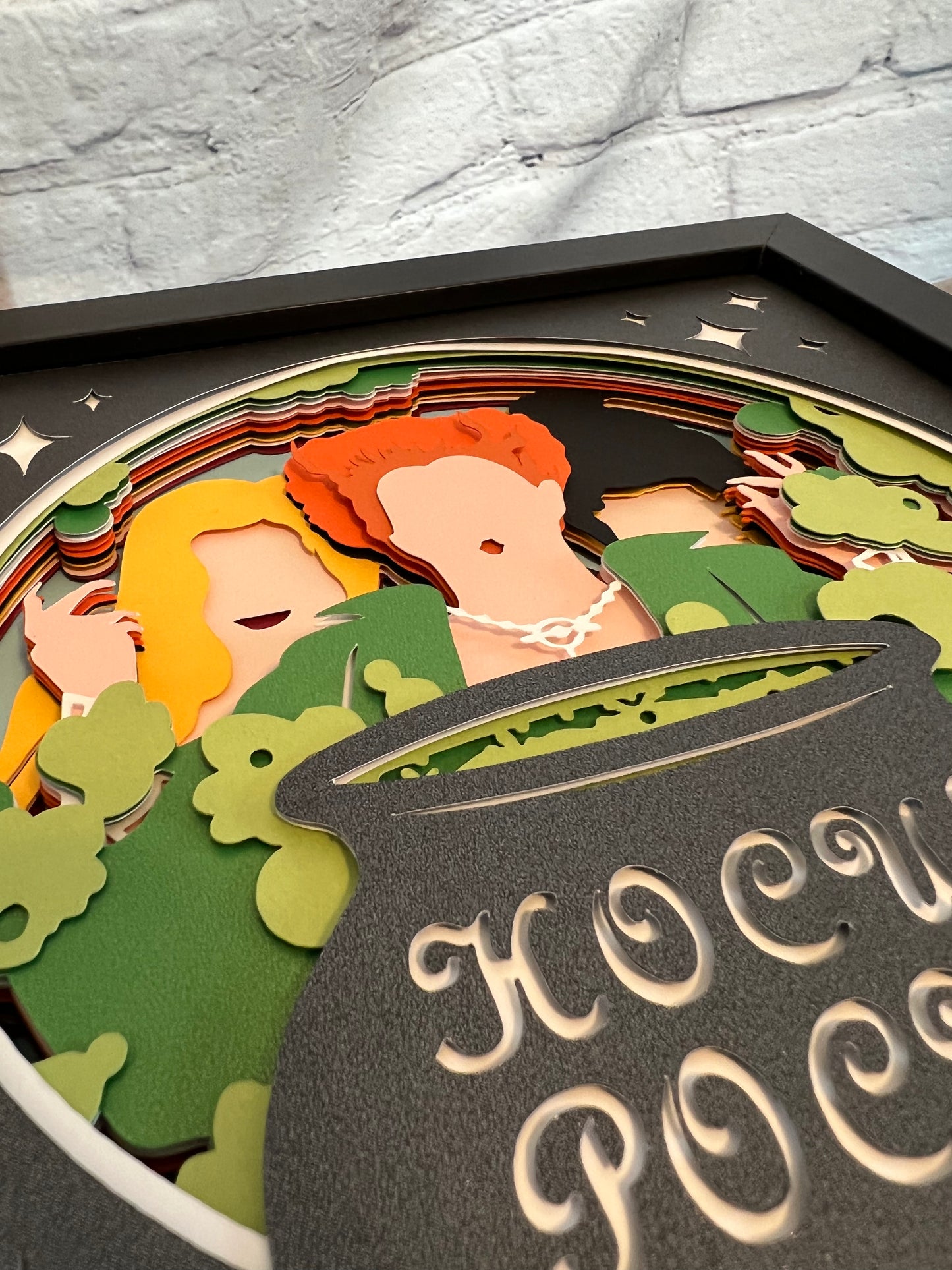 Witch sisters 3D paper art shadowbox